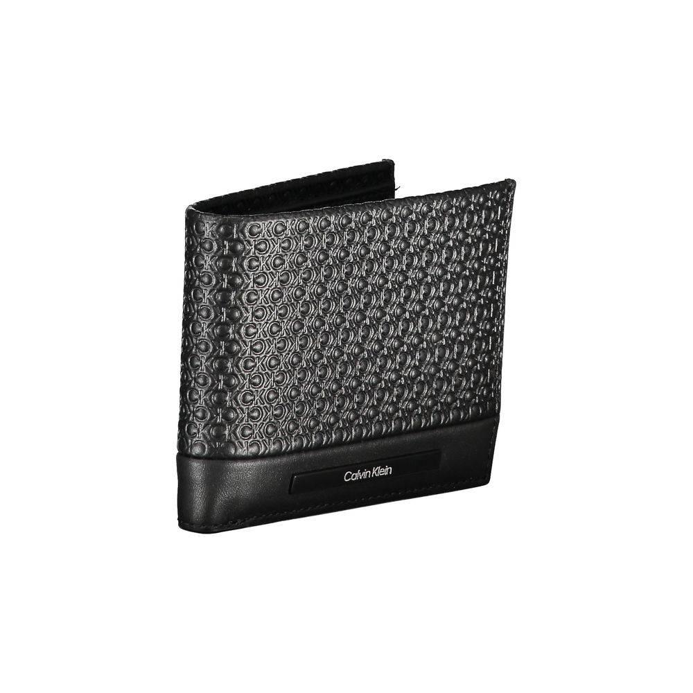 Calvin Klein Sleek Black Leather Wallet with Contrast Details - Hilstor
