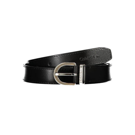 Calvin Klein Sleek Black Leather Belt with Metal Buckle - Hilstor