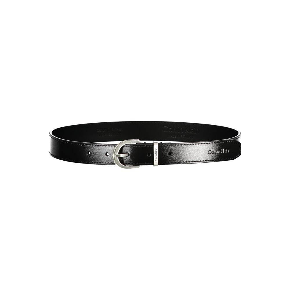 Calvin Klein Sleek Black Leather Belt with Metal Buckle - Hilstor