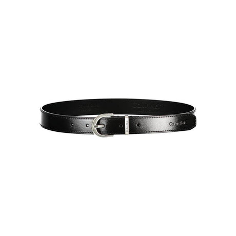 Calvin Klein Sleek Black Leather Belt with Metal Buckle - Hilstor
