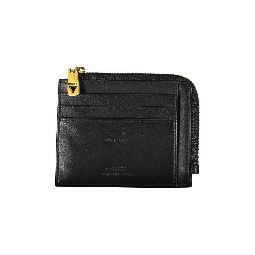 Guess Jeans Sleek Black Leather Wallet with RFID Block - Hilstor