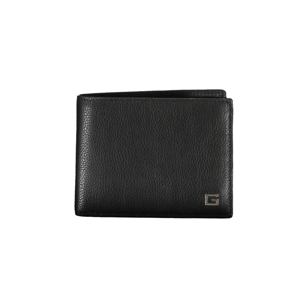 Guess Jeans Sleek Black Leather Dual Compartment Wallet - Hilstor