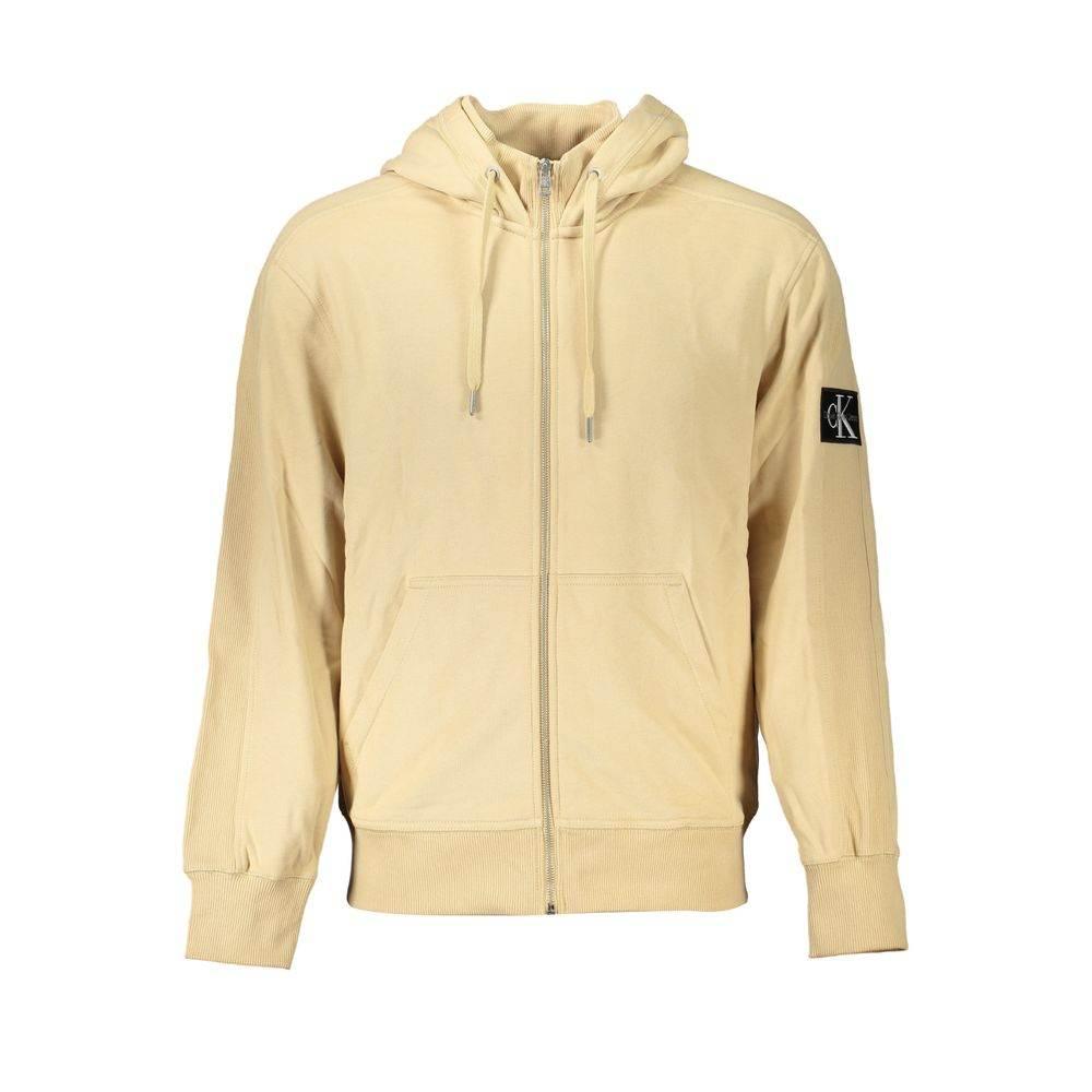 Calvin Klein Elegant Beige Zip Hooded Sweatshirt - Hilstor