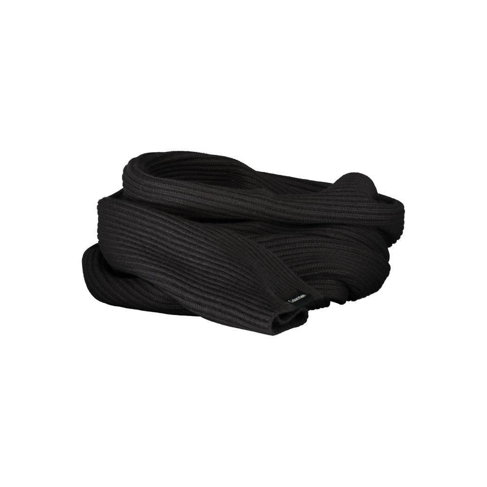 Calvin Klein Elegant Black Cotton Cashmere Scarf - Hilstor