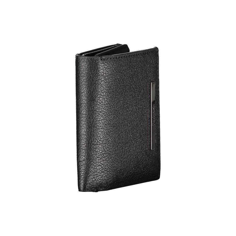 Calvin Klein Sleek Black Leather Wallet with Coin Purse - Hilstor