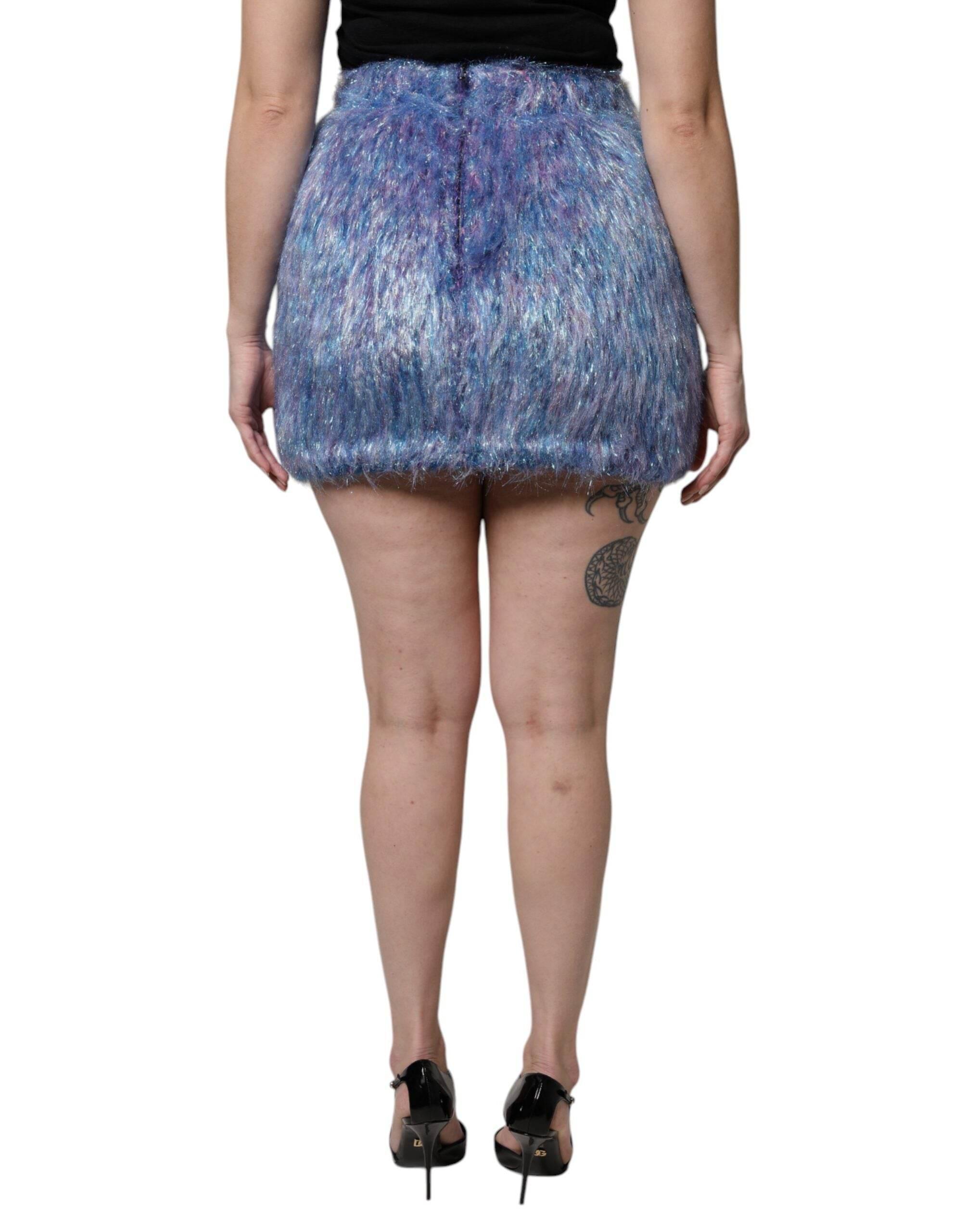 Dolce & Gabbana Multicolor Plush High Waist Mini Skirt - Hilstor