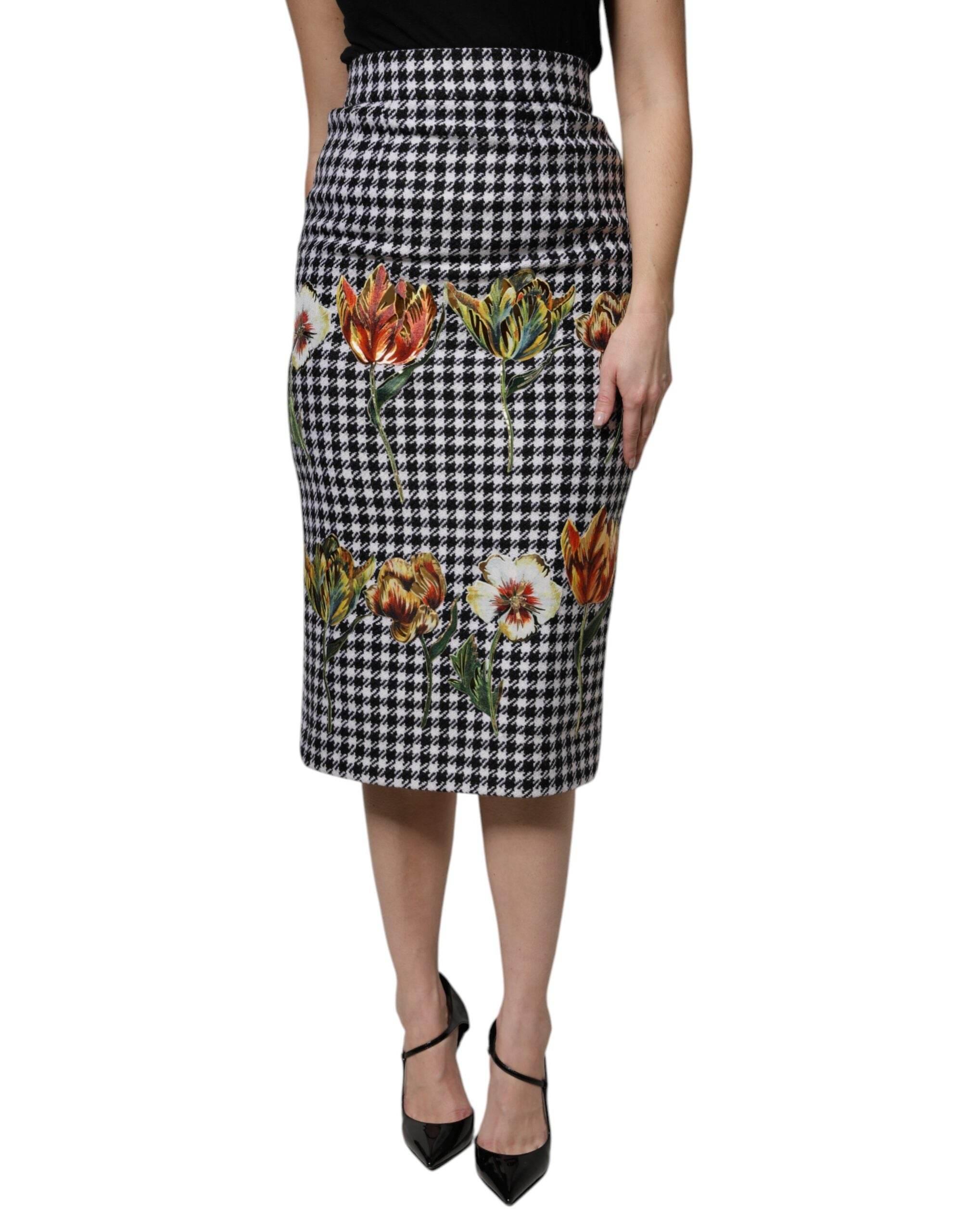 Dolce & Gabbana Multicolor Floral Print High Waist Pencil Cut Skirt - Hilstor