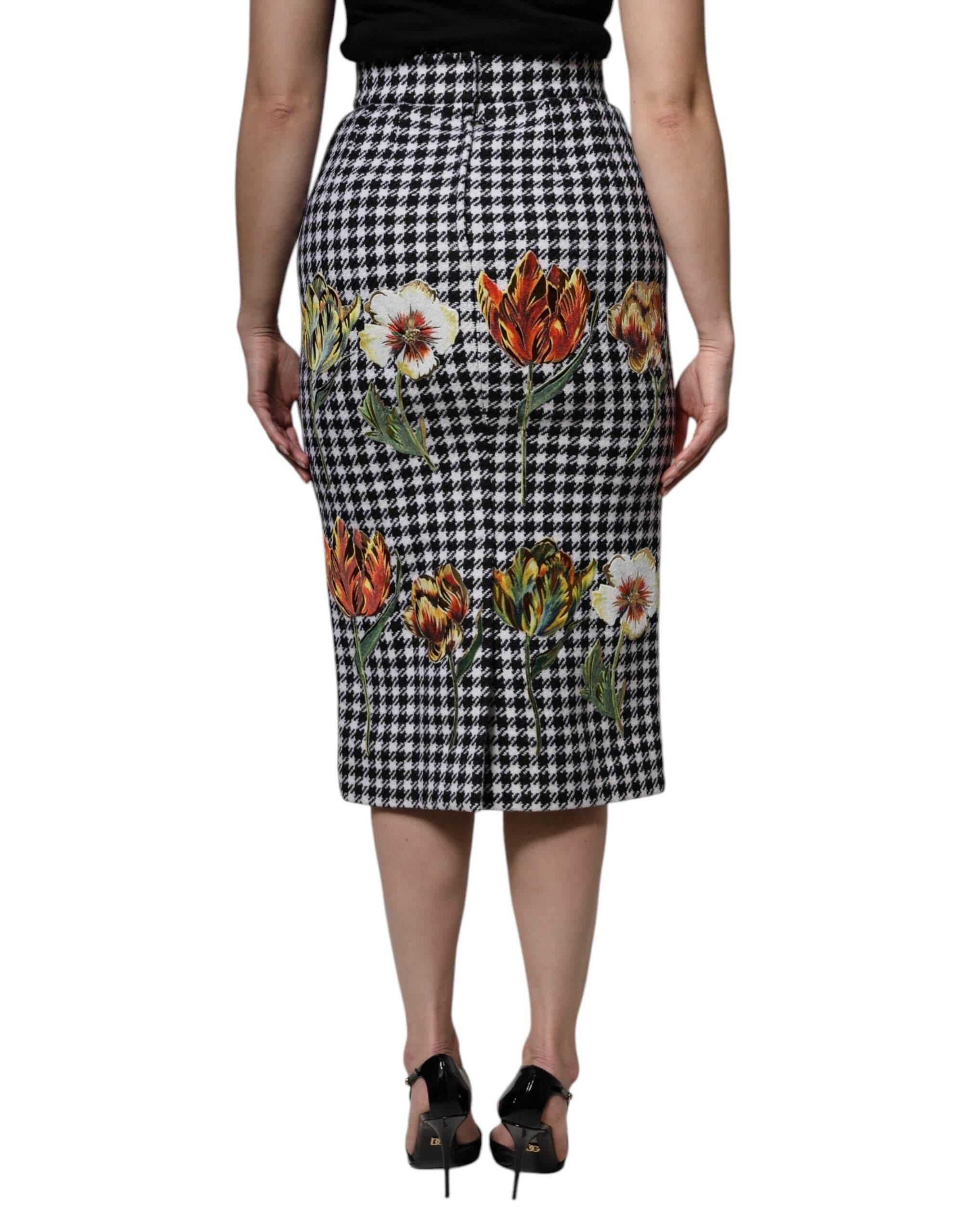 Dolce & Gabbana Multicolor Floral Print High Waist Pencil Cut Skirt - Hilstor