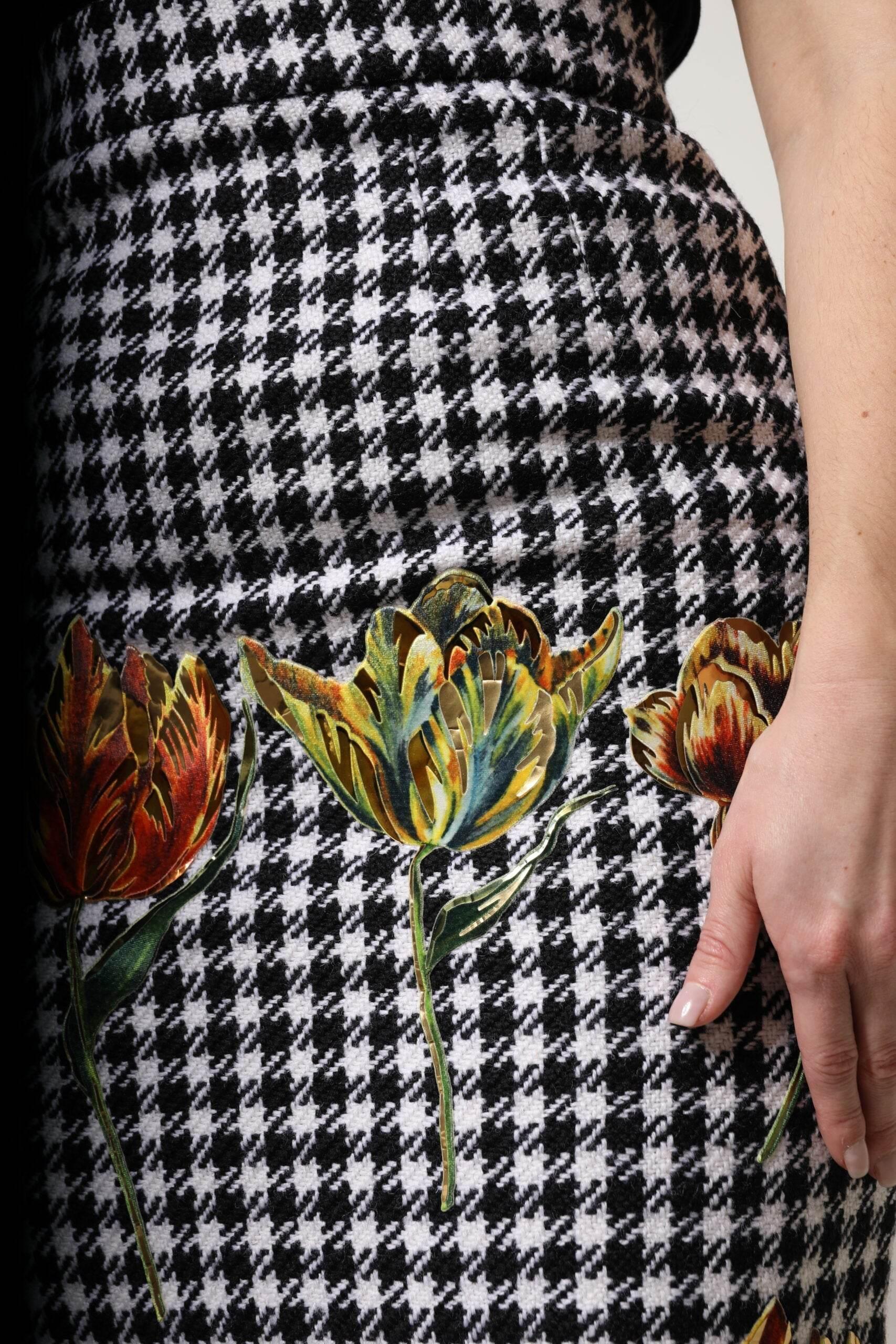 Dolce & Gabbana Multicolor Floral Print High Waist Pencil Cut Skirt - Hilstor