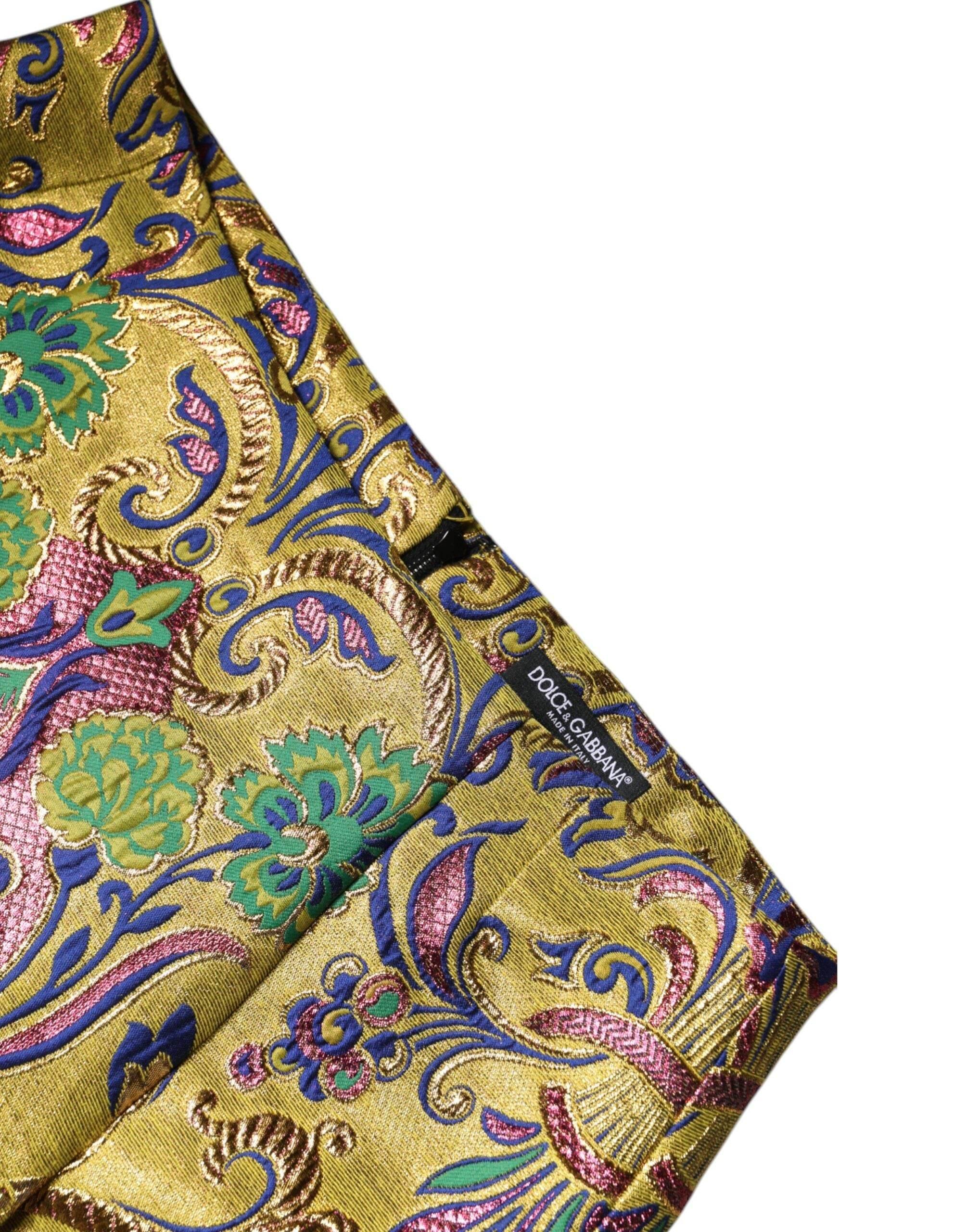 Dolce & Gabbana Multicolor Floral Jacquard Mid Waist Mini Skirt - Hilstor