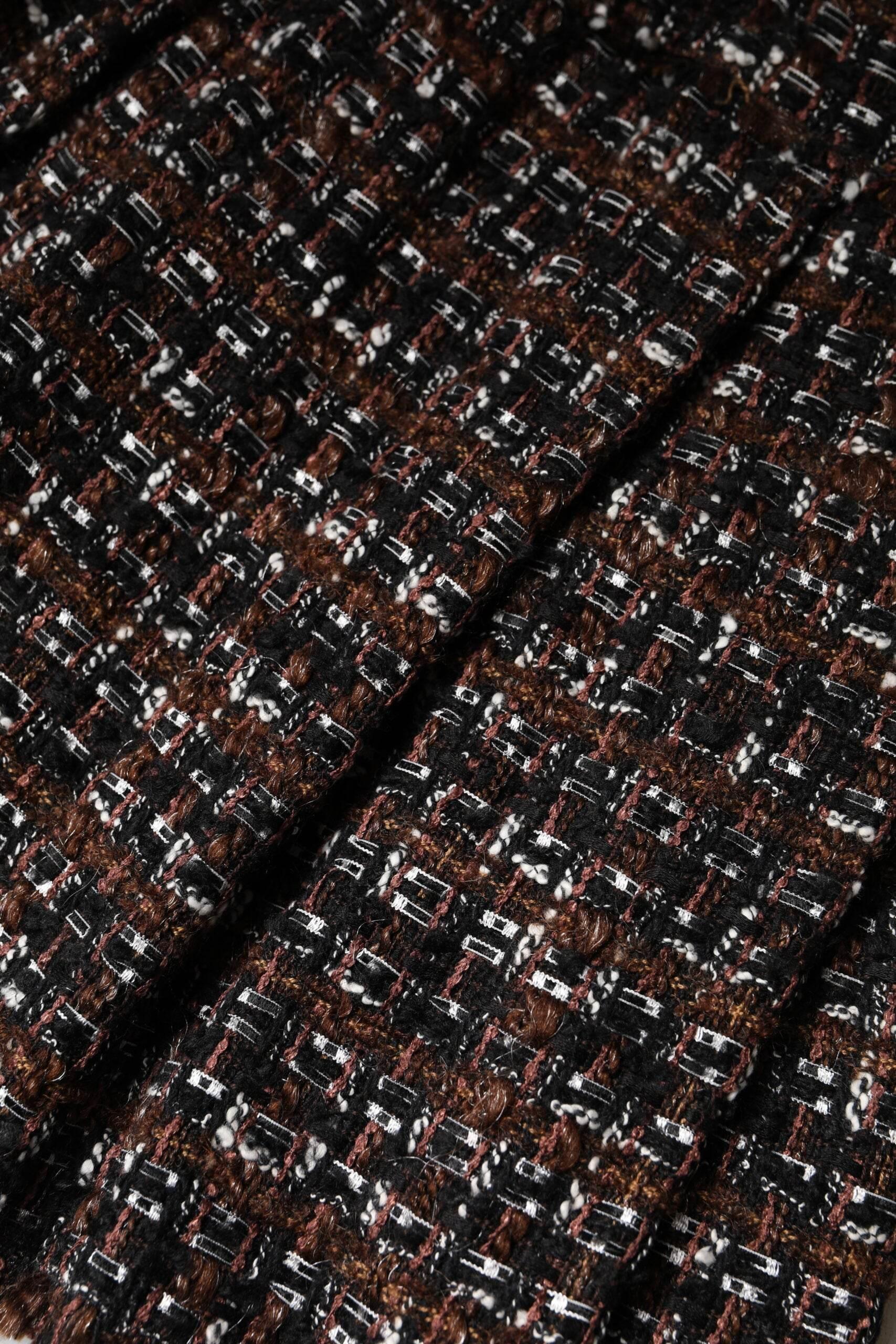 Dolce & Gabbana Multicolor High Waist Tartan Tweed Mini Skirt - Hilstor