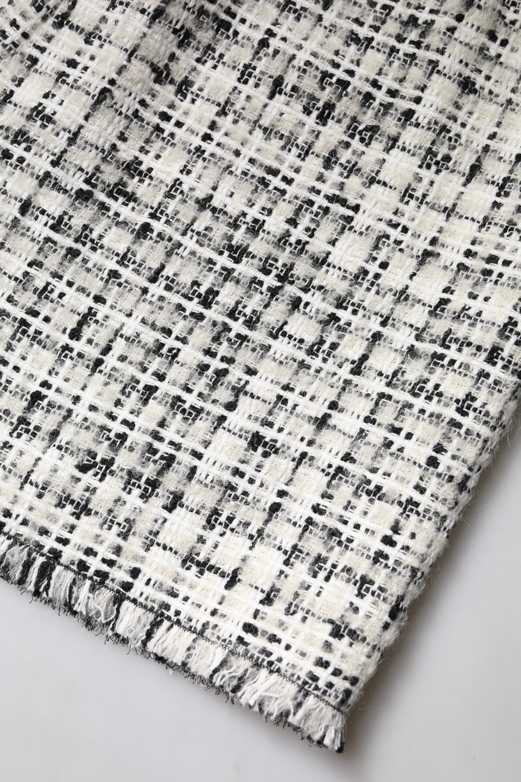 Dolce &amp; Gabbana Hvid Sort højtaljet Tartan Tweed Mini-nederdel