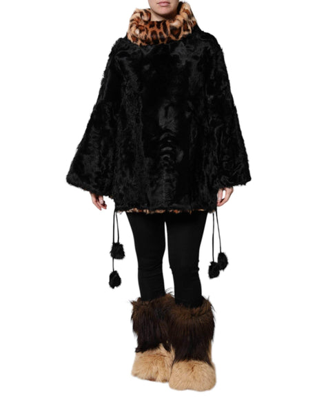 Dolce & Gabbana Black Lamb Fur Short Women Coat Jacket - Hilstor