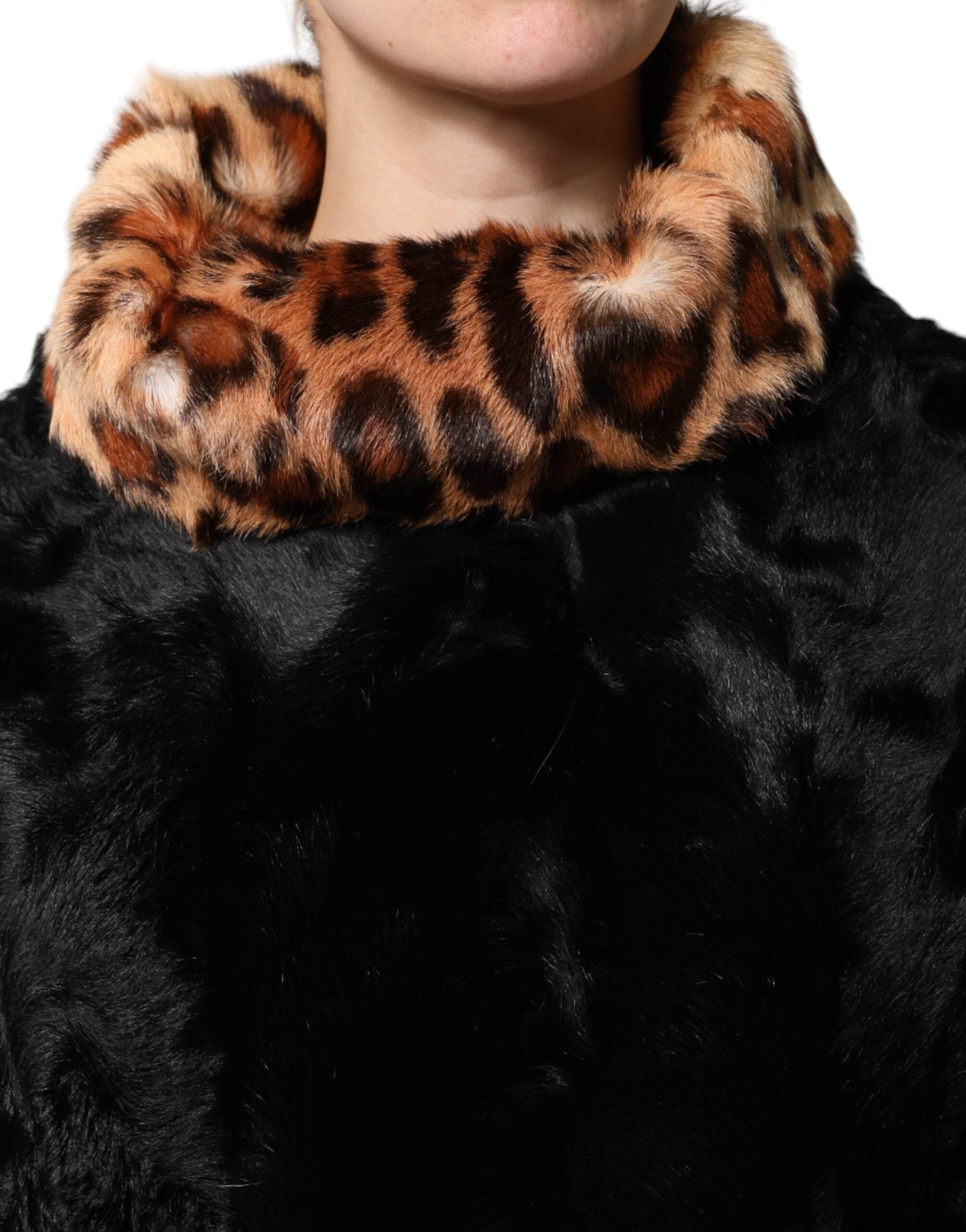 Dolce & Gabbana Black Lamb Fur Short Women Coat Jacket - Hilstor