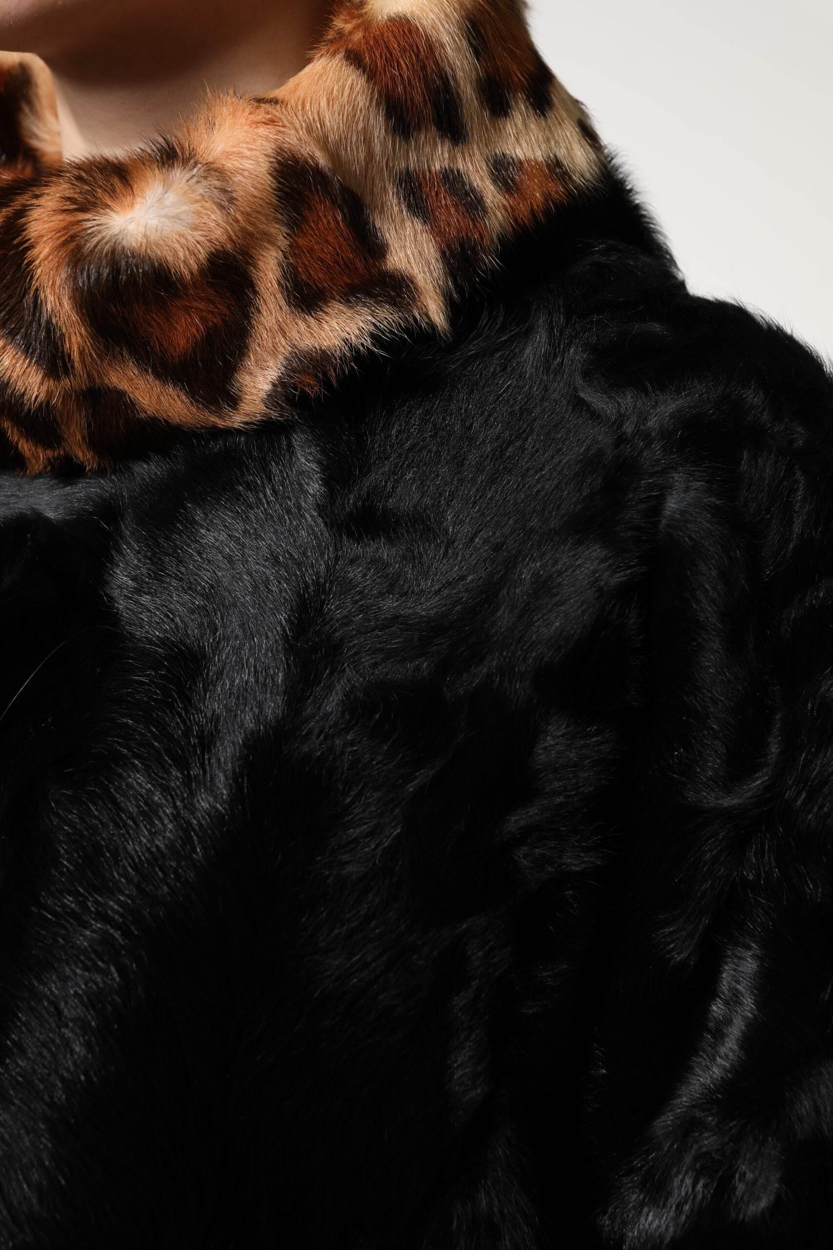 Dolce & Gabbana Black Lamb Fur Short Women Coat Jacket - Hilstor
