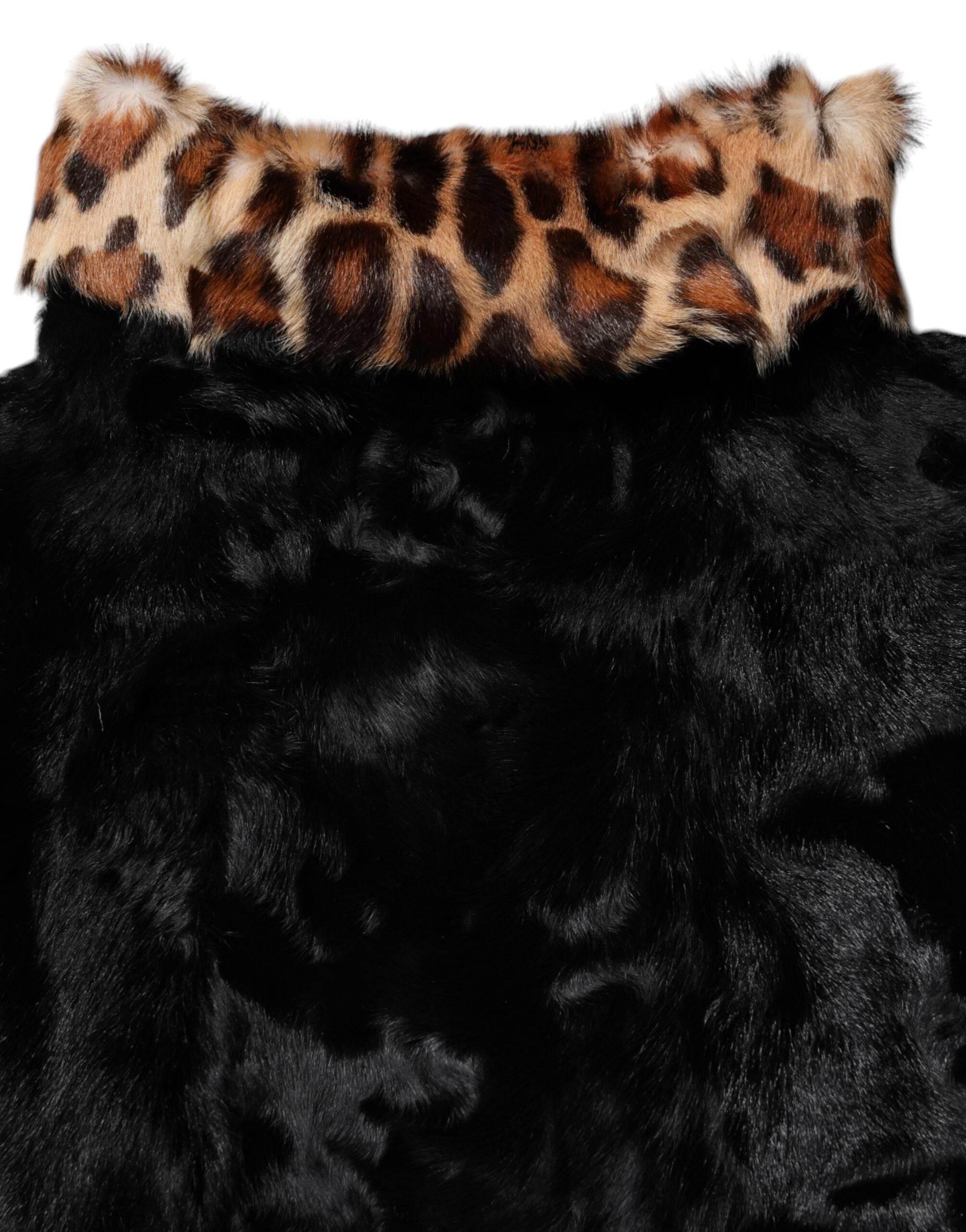 Dolce & Gabbana Black Lamb Fur Short Women Coat Jacket - Hilstor