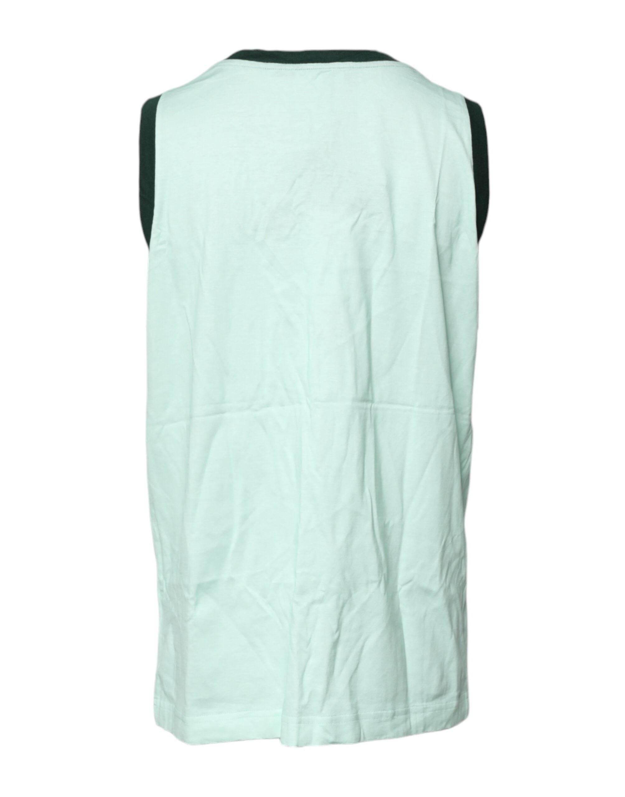 Dolce & Gabbana Light Green Graphic Print Sleeveless Tank T-shirt - Hilstor