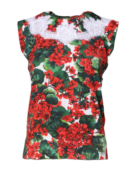 Dolce & Gabbana Multicolor Floral Lace Sleeveless Tank Top - Hilstor