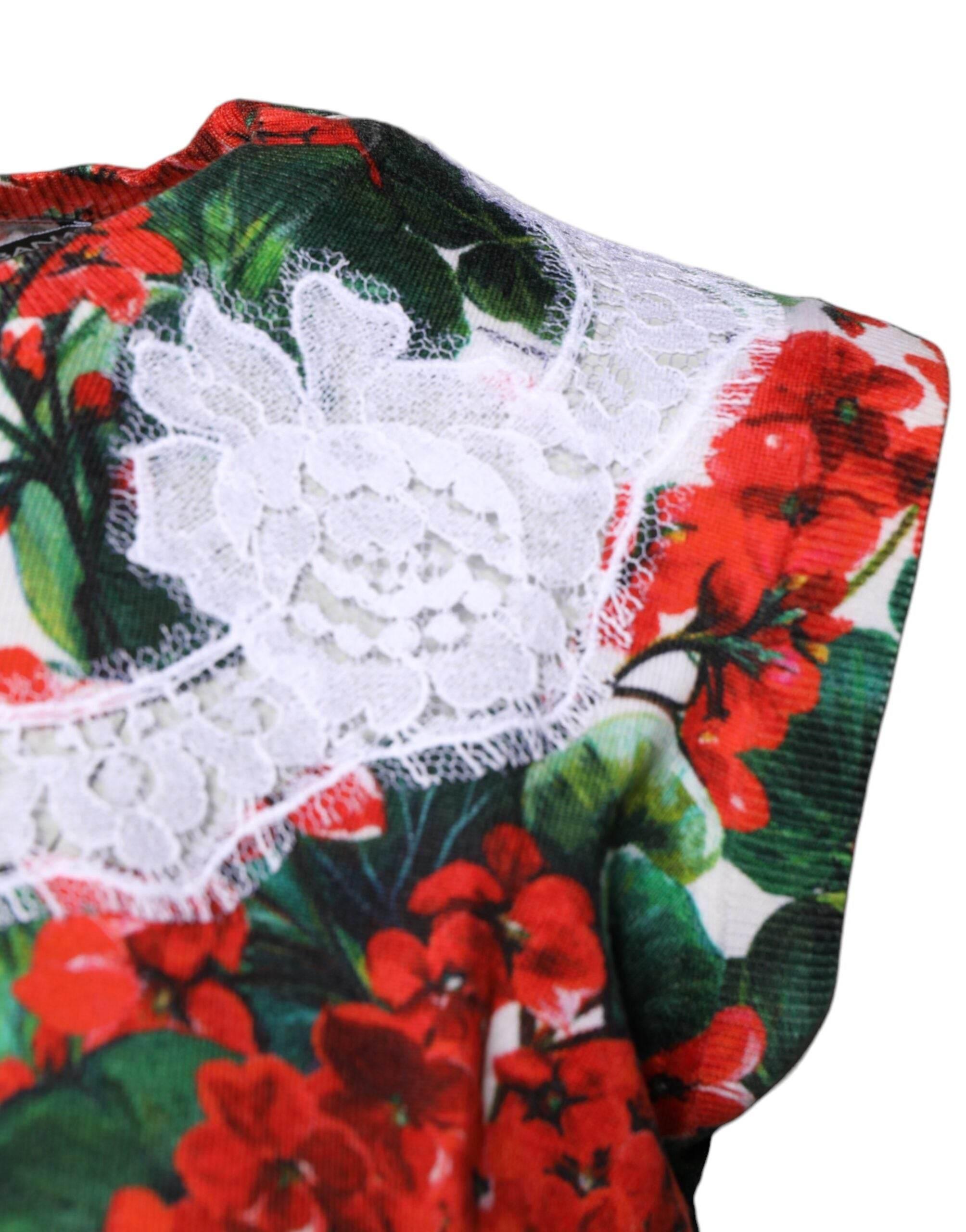 Dolce & Gabbana Multicolor Floral Lace Sleeveless Tank Top - Hilstor