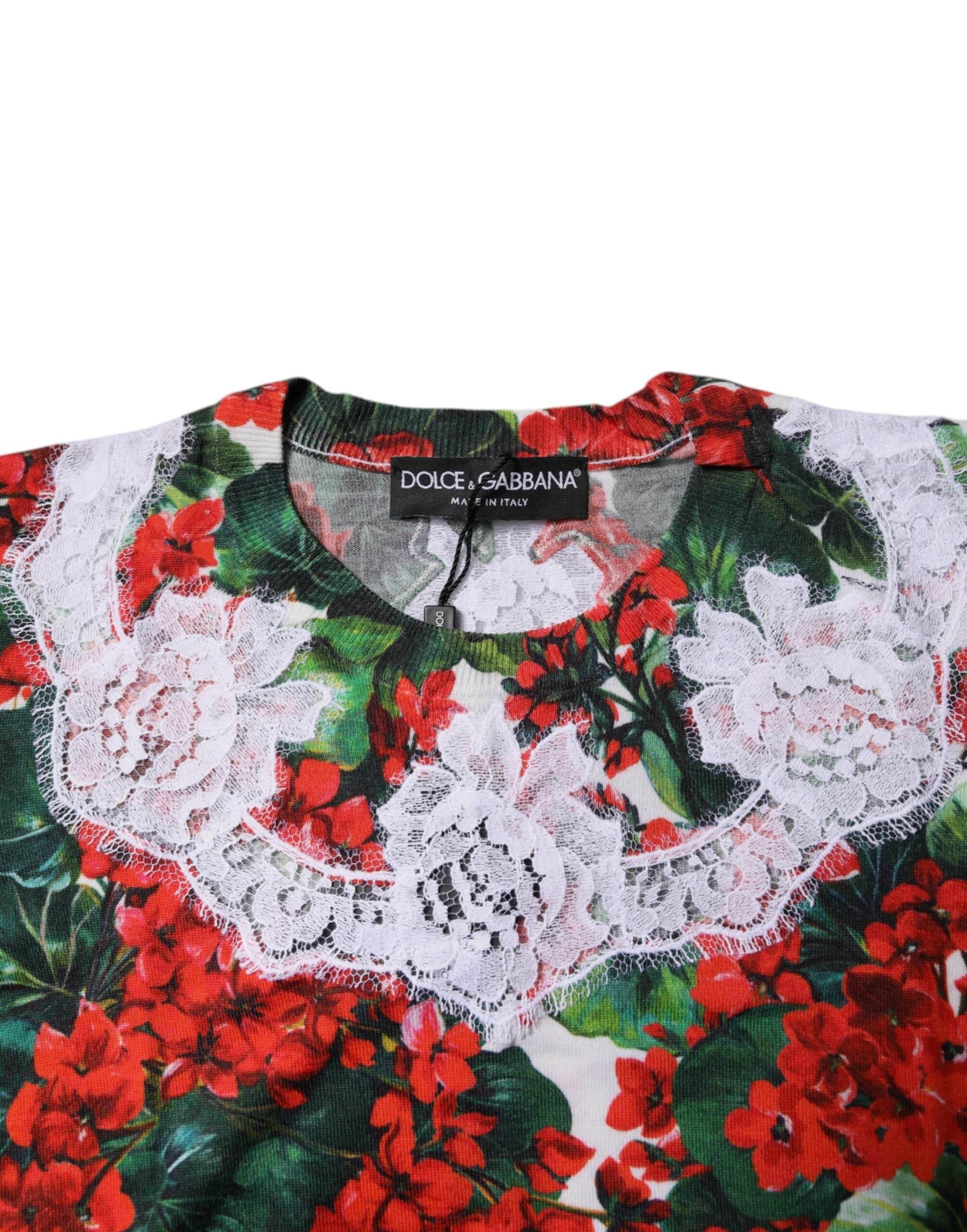 Dolce & Gabbana Multicolor Floral Lace Sleeveless Tank Top - Hilstor