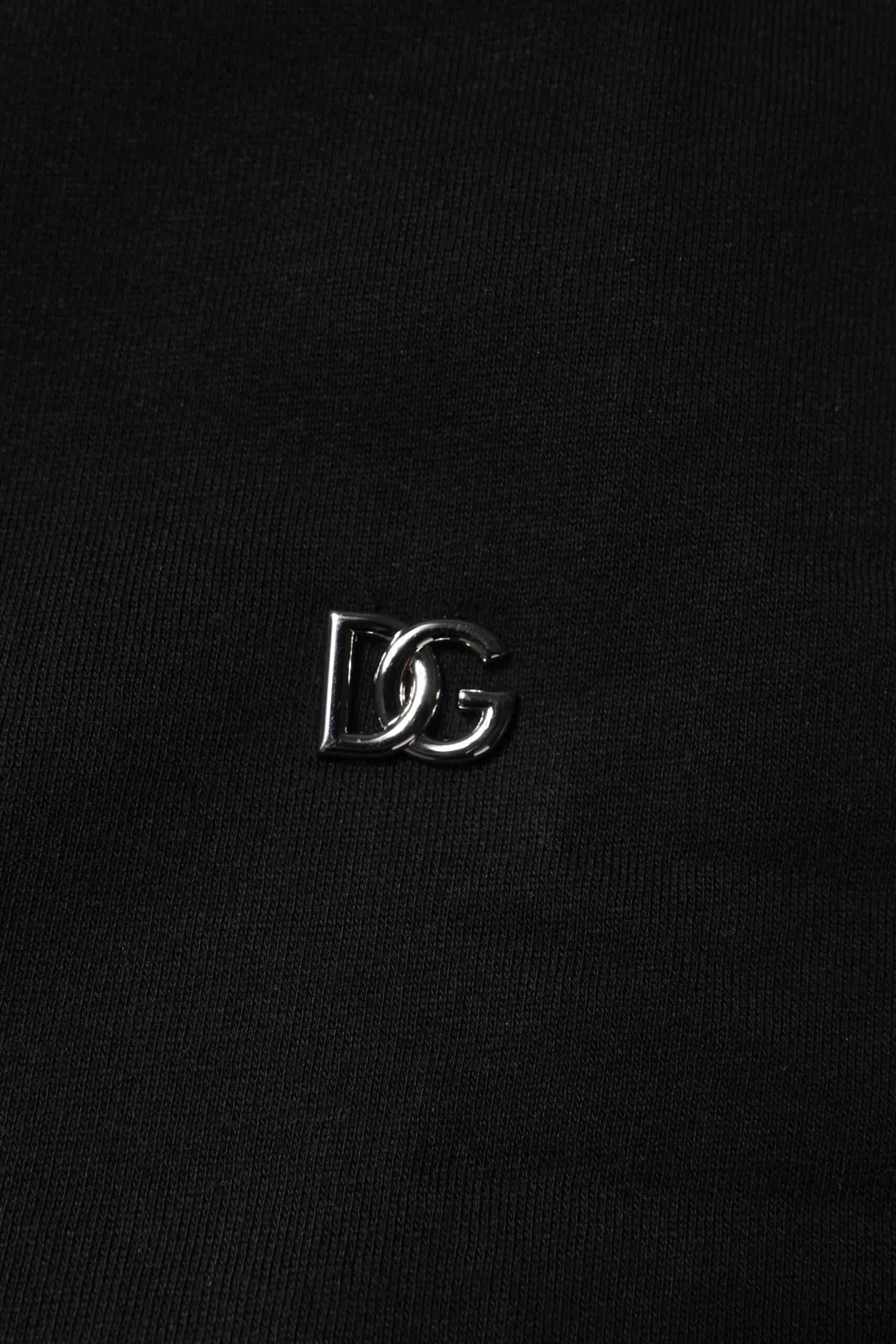 Dolce & Gabbana Black Cotton Crew Neck Sweatshirt Sweater - Hilstor