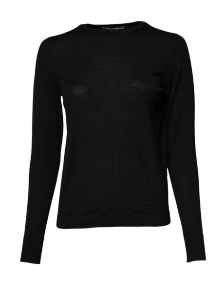 Dolce & Gabbana Black Wool Knit Crew Neck Pullover Sweater - Hilstor