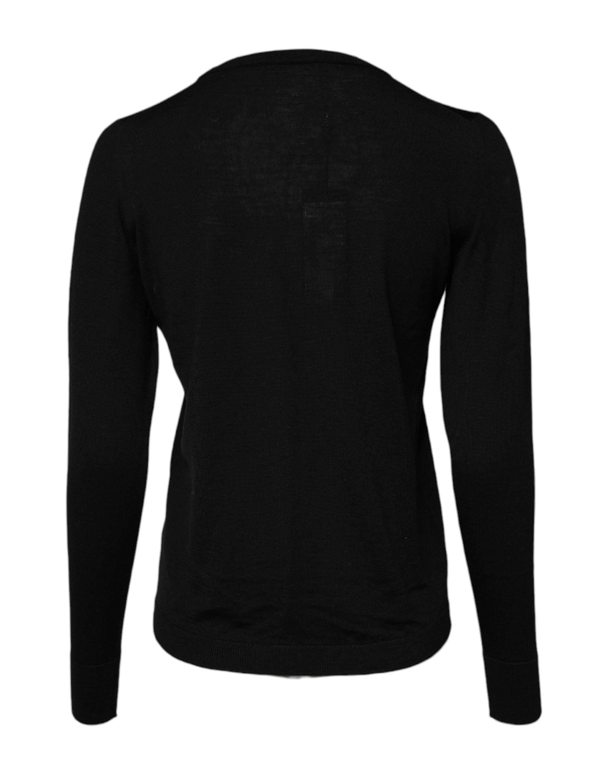 Dolce & Gabbana Black Wool Knit Crew Neck Pullover Sweater - Hilstor