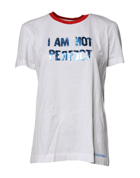 Dolce & Gabbana White Graphic Print Cotton Crew Neck T-shirt - Hilstor