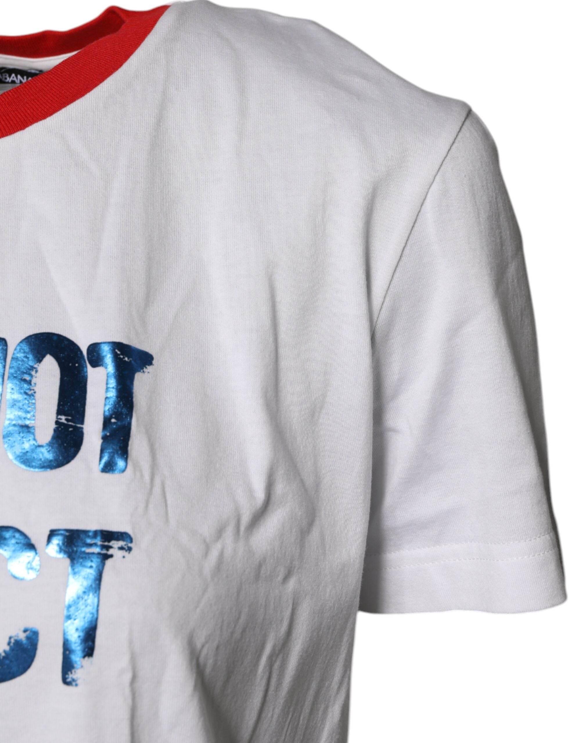 Dolce & Gabbana White Graphic Print Cotton Crew Neck T-shirt - Hilstor