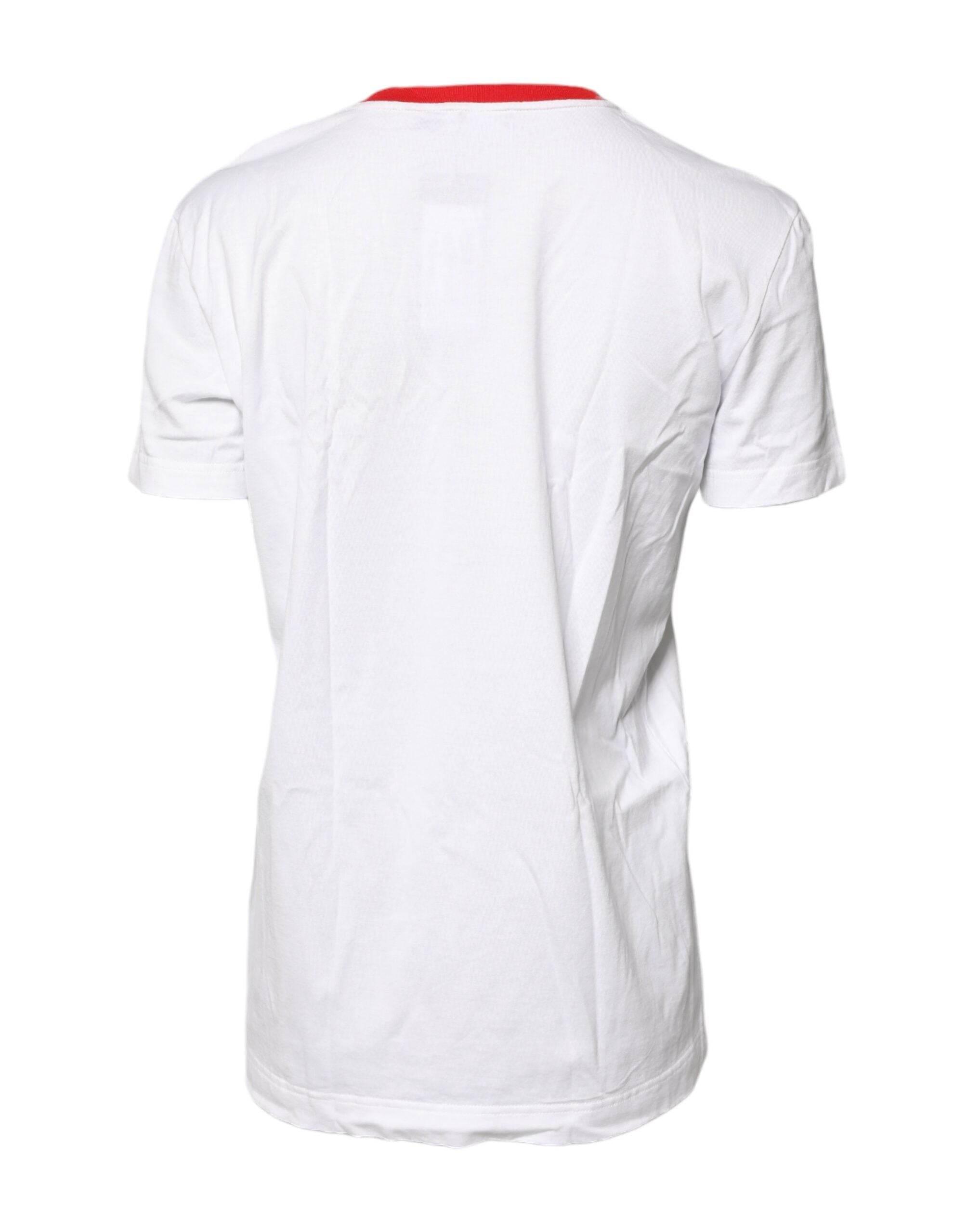 Dolce & Gabbana White Graphic Print Cotton Crew Neck T-shirt - Hilstor