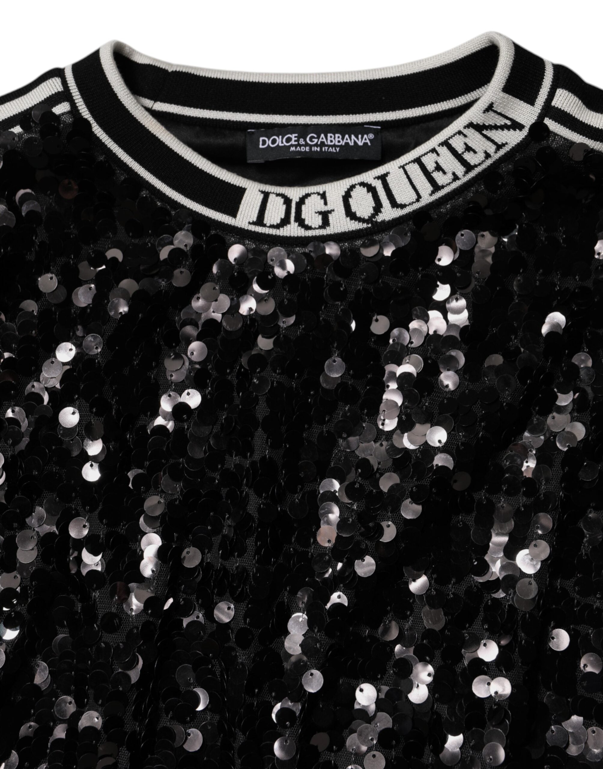 Dolce &amp; Gabbana Sort DG Queen Sequin Pullover Sweater