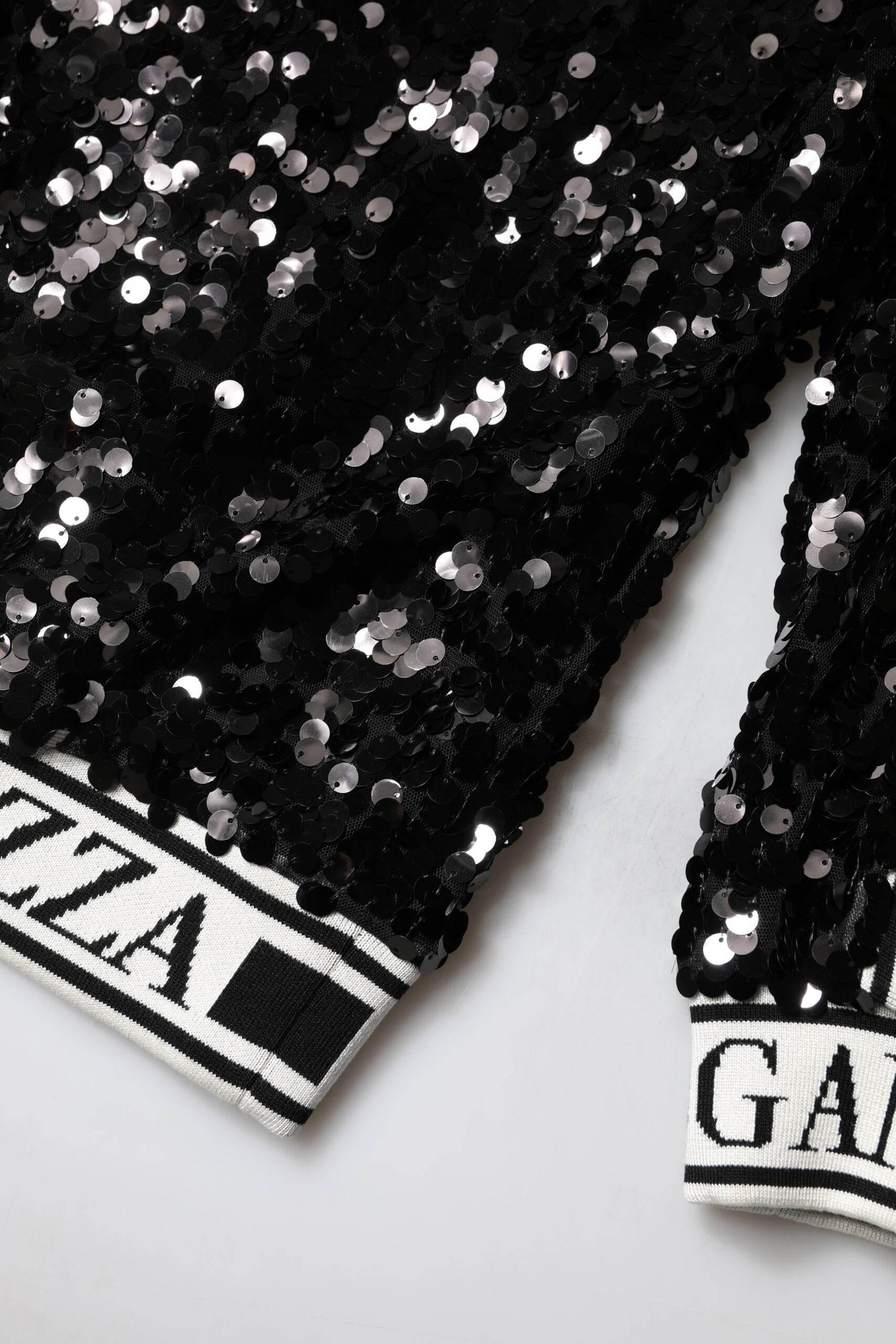 Dolce & Gabbana Black DG Queen Sequin Pullover Sweater - Hilstor