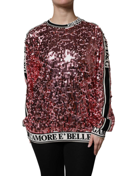 Dolce & Gabbana Pink DG Queen Sequin Pullover Sweater - Hilstor