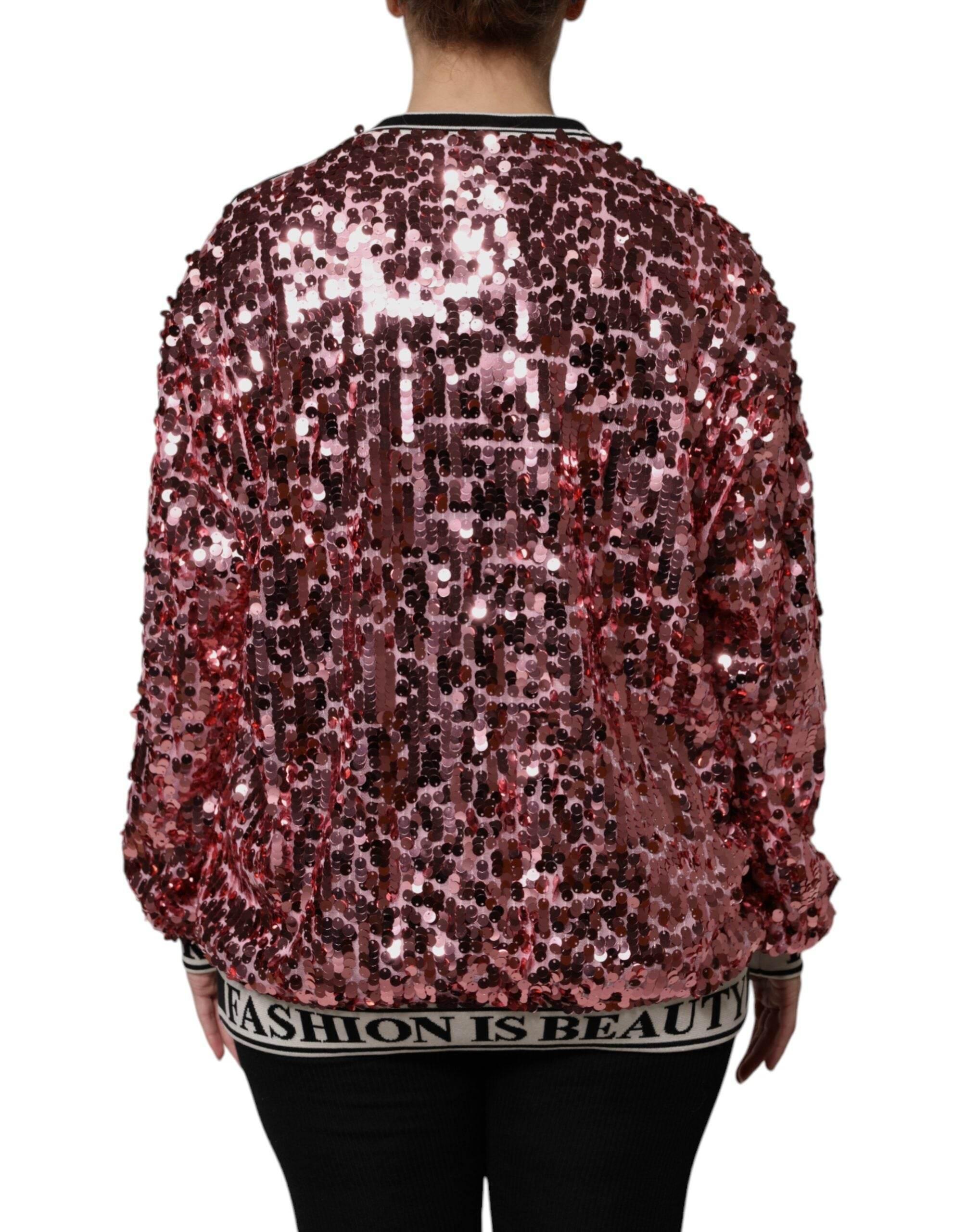 Dolce & Gabbana Pink DG Queen Sequin Pullover Sweater - Hilstor