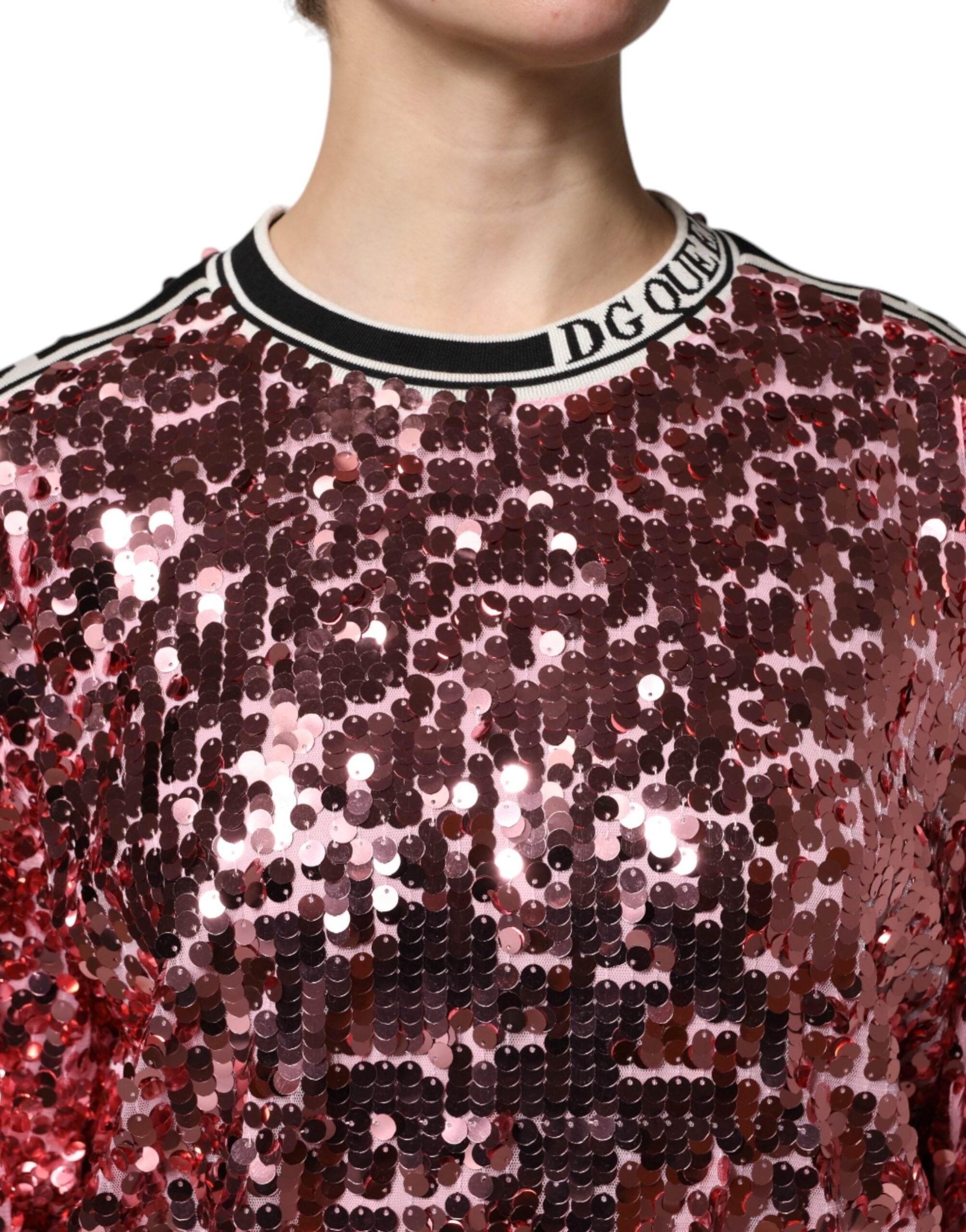 Dolce & Gabbana Pink DG Queen Sequin Pullover Sweater - Hilstor