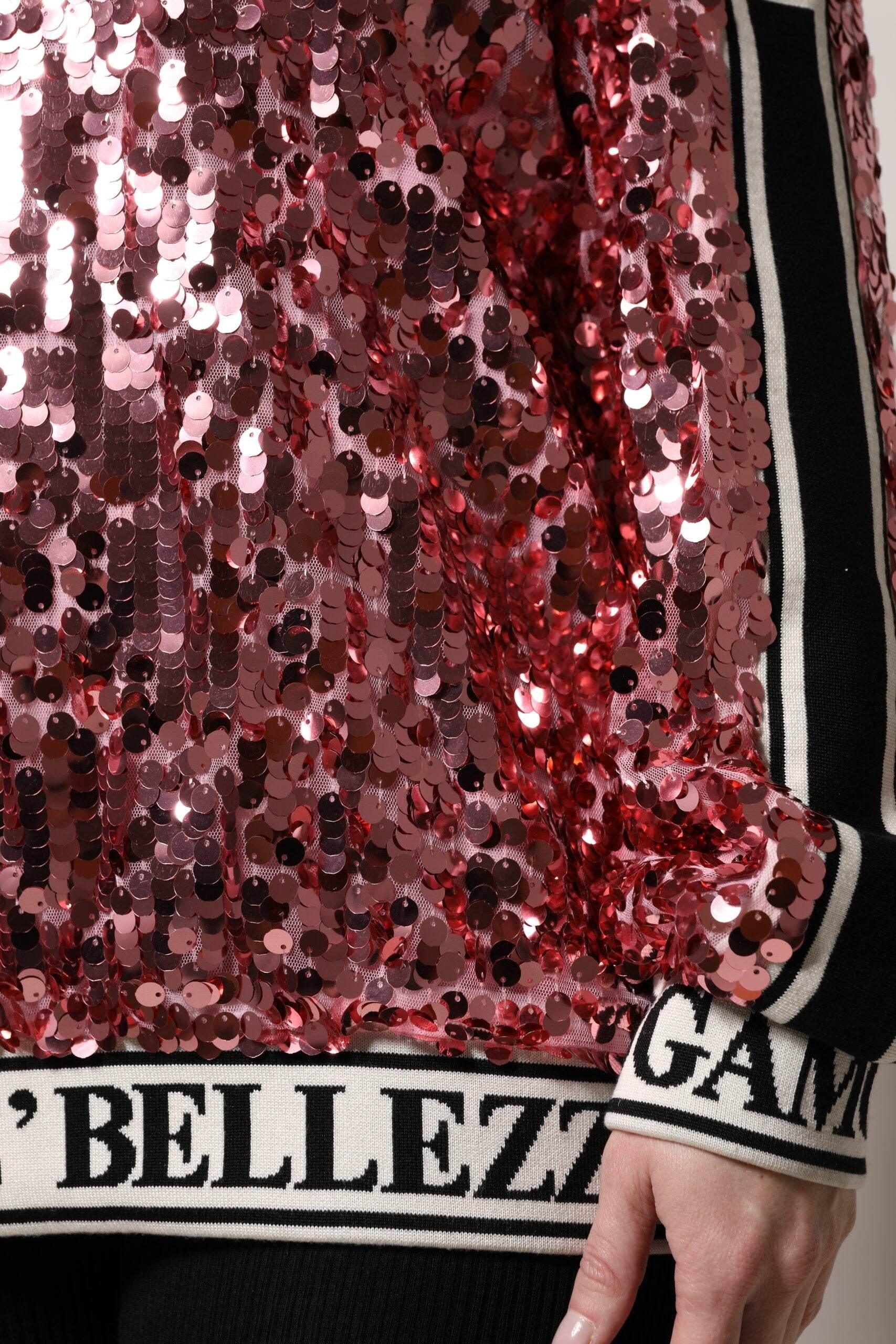 Dolce & Gabbana Pink DG Queen Sequin Pullover Sweater - Hilstor