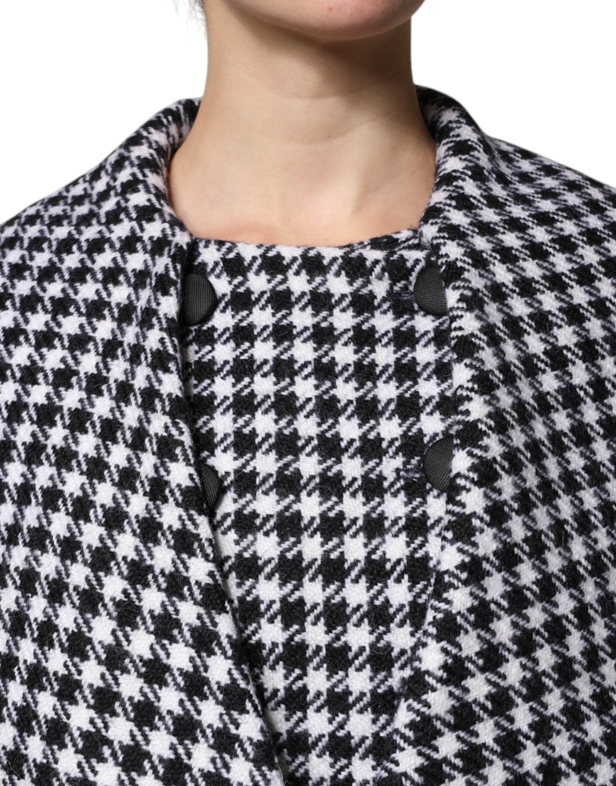 Dolce & Gabbana Black White Monochrome Patterned Floral Cape Jacket - Hilstor