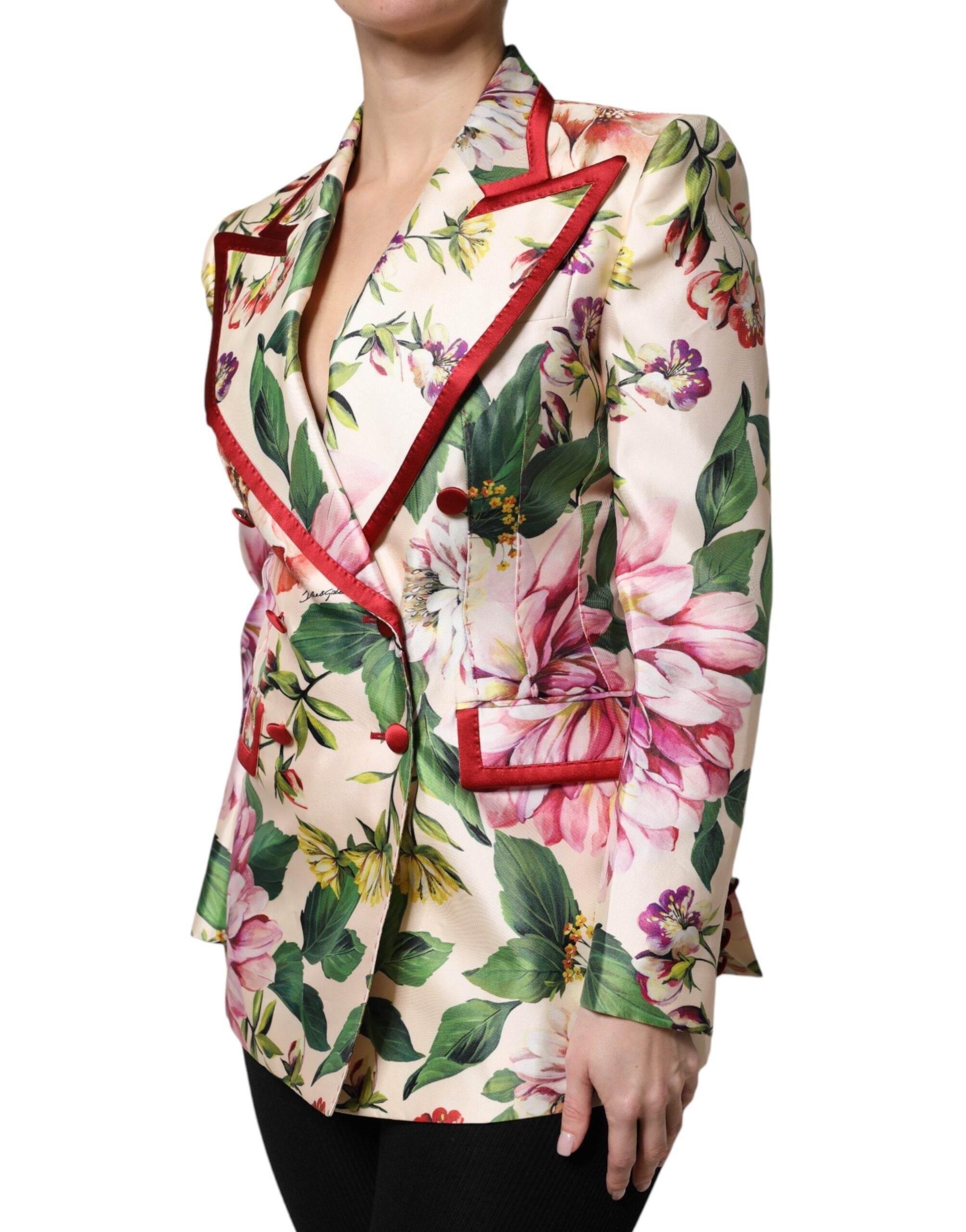 Dolce & Gabbana Multicolor Floral Double Breasted Jacket - Hilstor