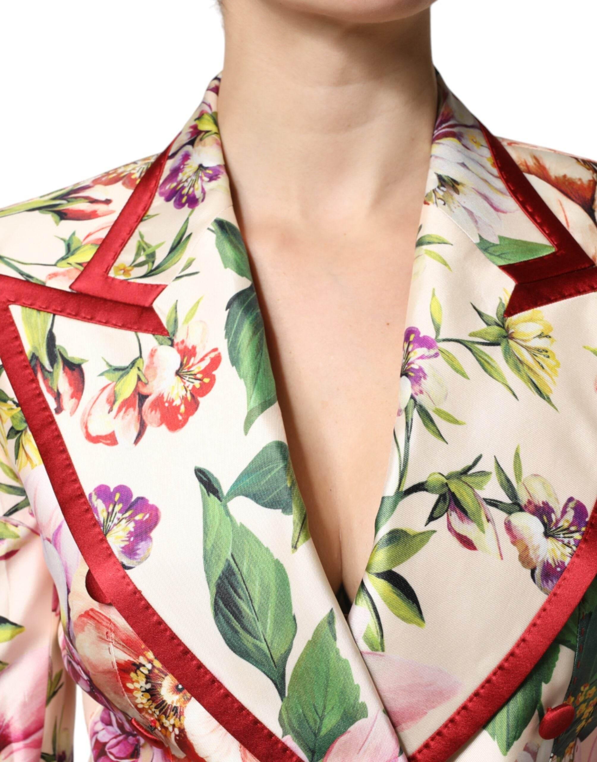 Dolce & Gabbana Multicolor Floral Double Breasted Jacket - Hilstor