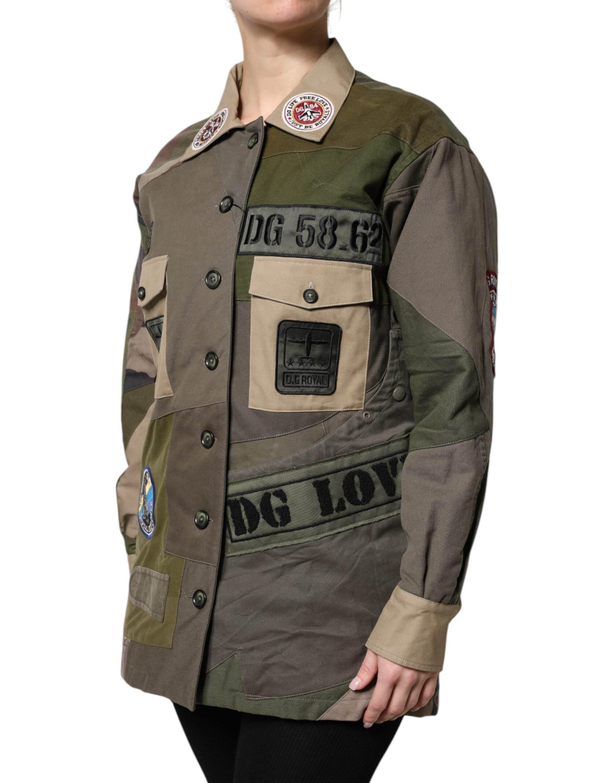 Dolce & Gabbana Military Green Cotton Button Down Jacket - Hilstor