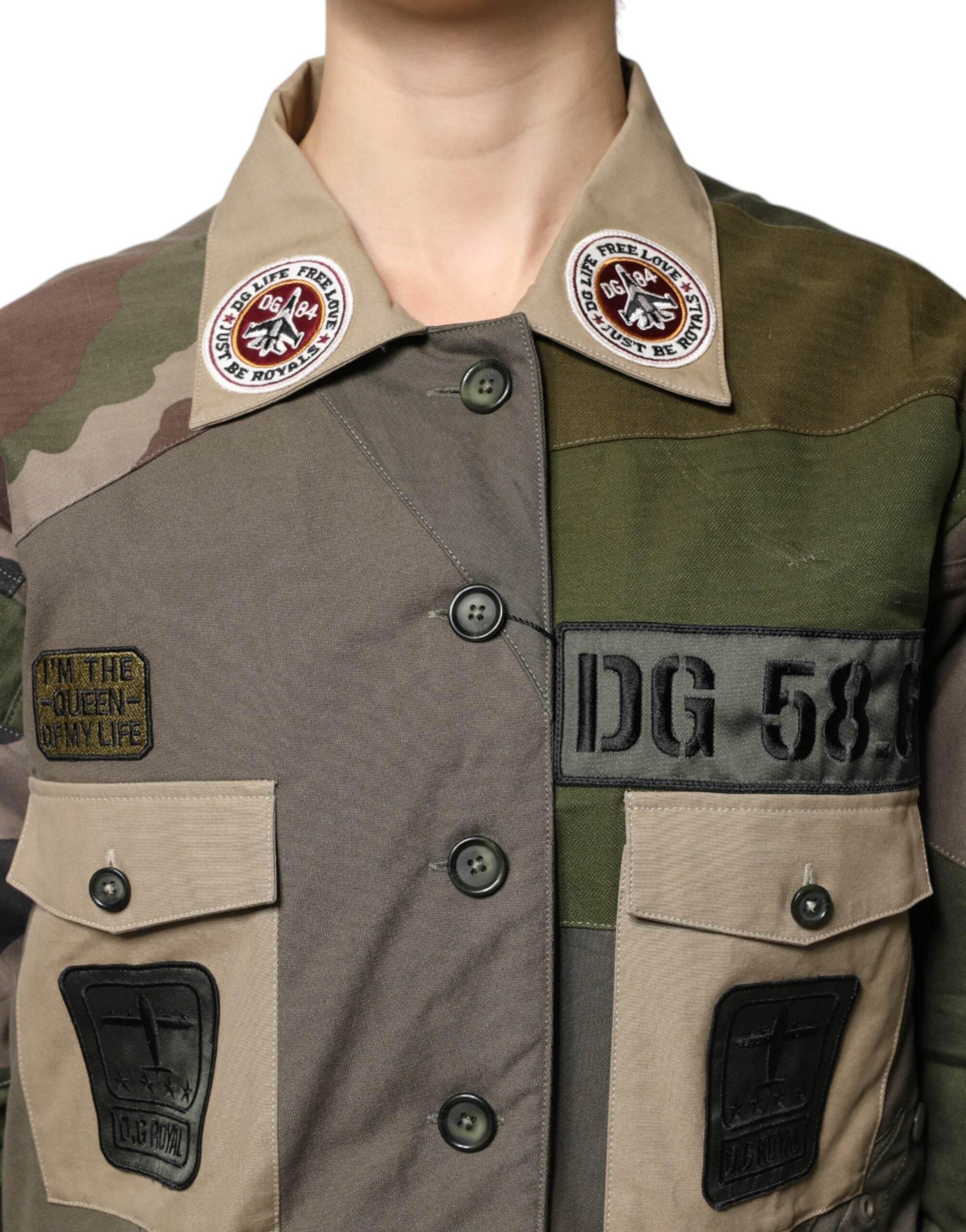 Dolce & Gabbana Military Green Cotton Button Down Jacket - Hilstor