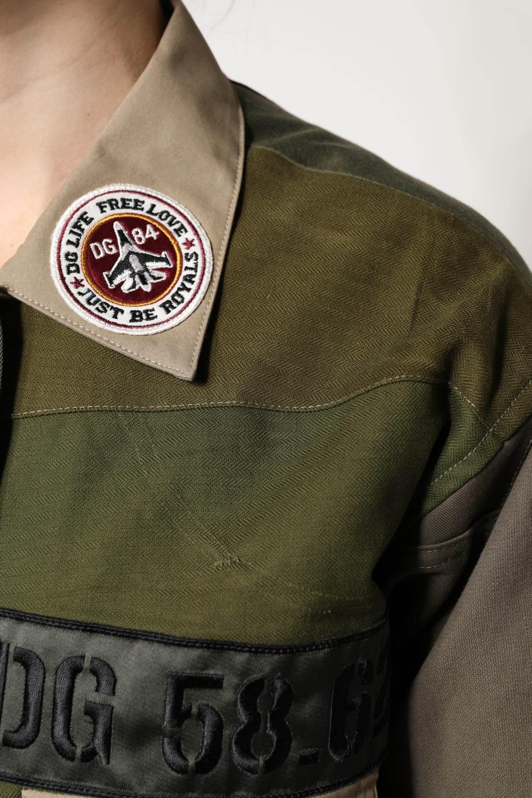 Dolce & Gabbana Military Green Cotton Button Down Jacket - Hilstor