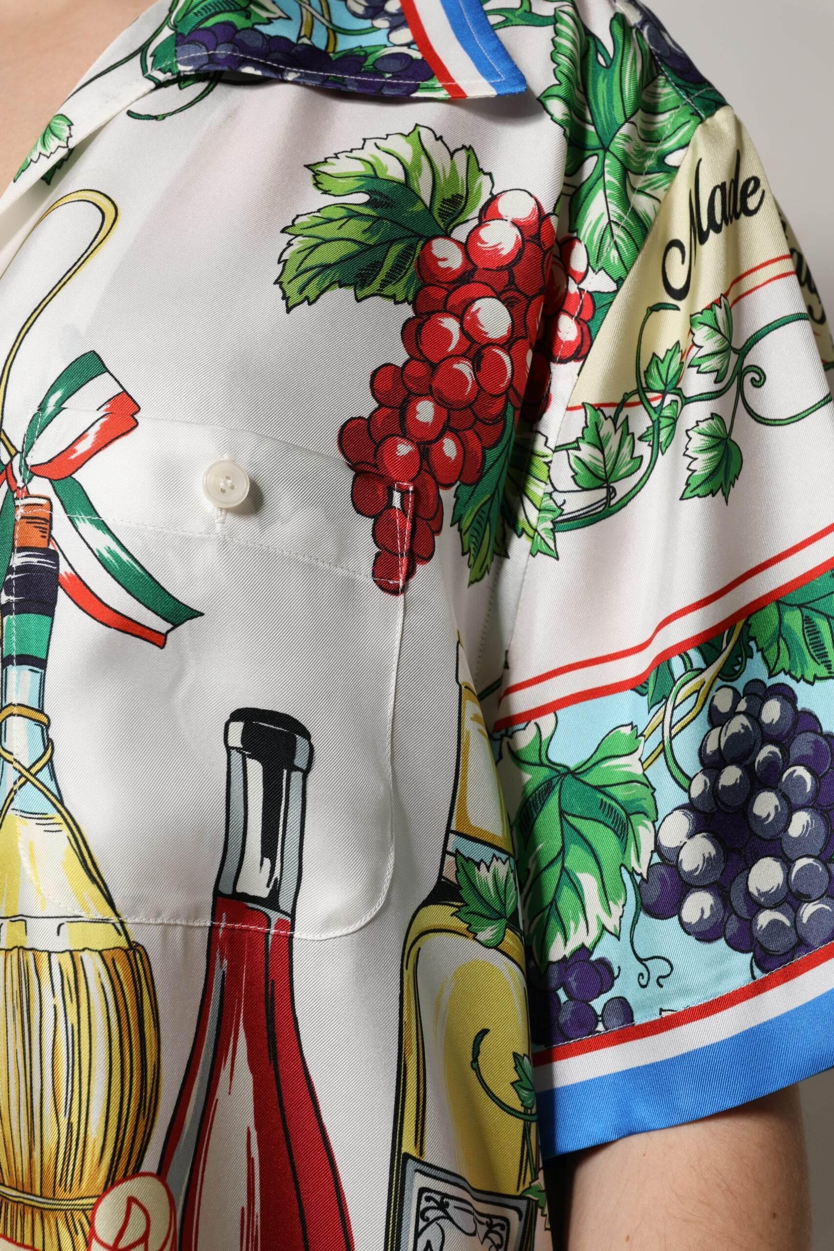 Dolce & Gabbana Multicolor Short Sleeve Silk Food Shirt Top - Hilstor