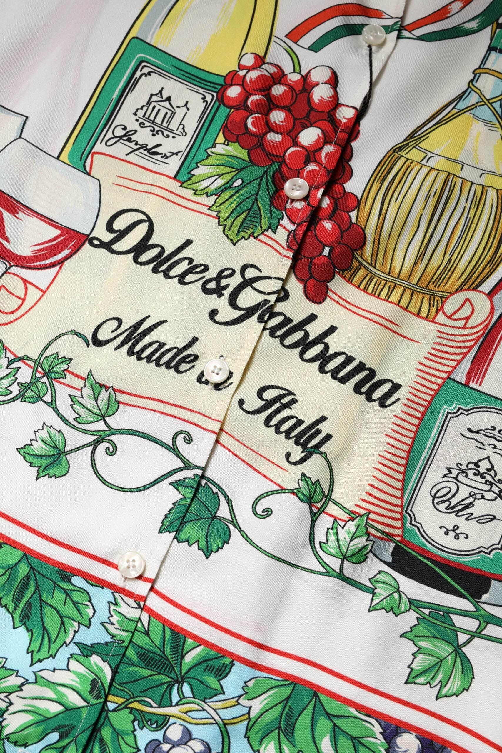 Dolce & Gabbana Multicolor Short Sleeve Silk Food Shirt Top - Hilstor