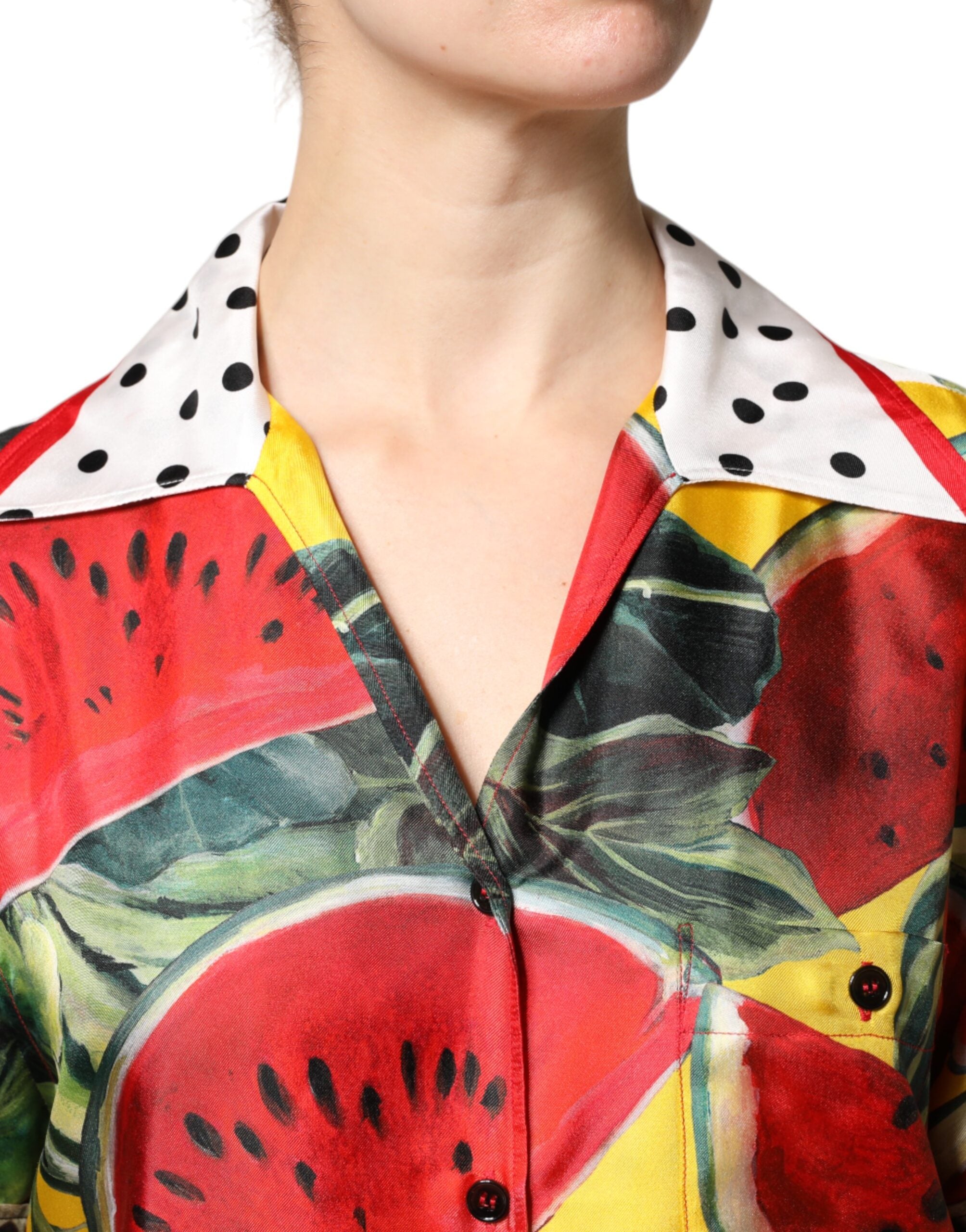 Dolce &amp; Gabbana Flerfärgad Vattenmelonkrage Skjortopp