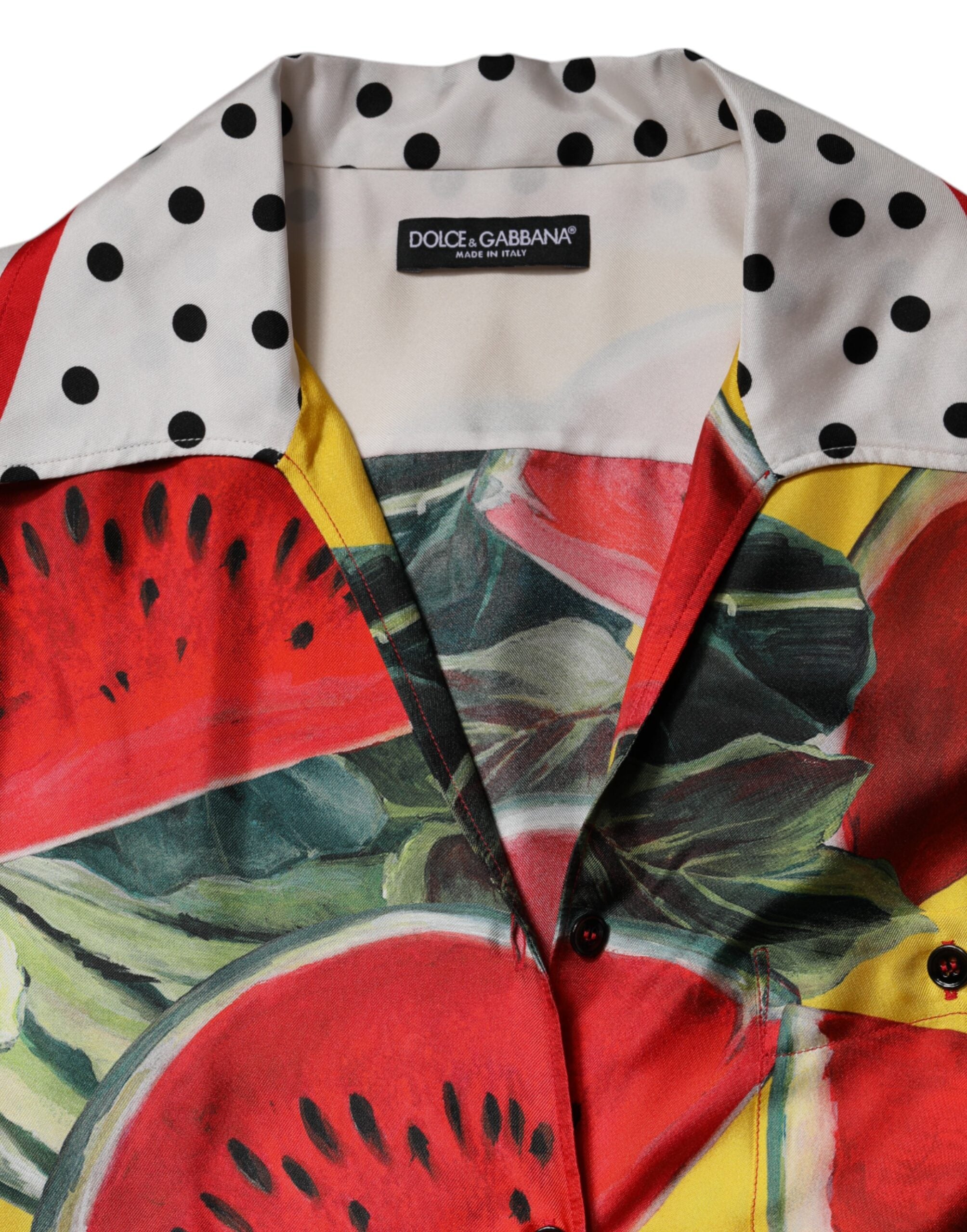 Dolce &amp; Gabbana Flerfärgad Vattenmelonkrage Skjortopp