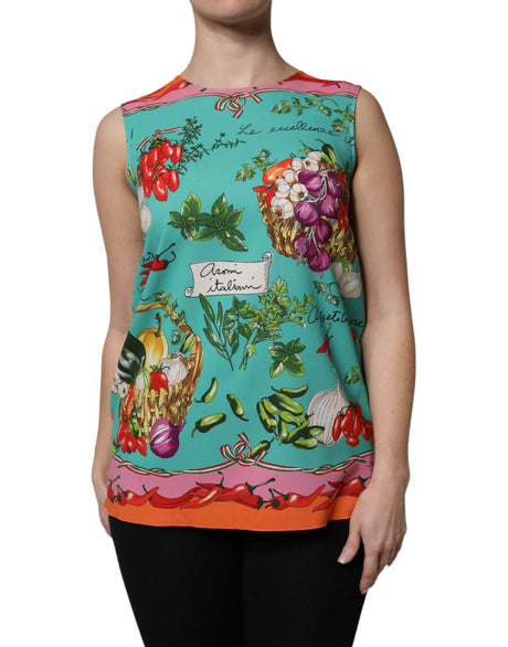 Dolce & Gabbana Multicolor Floral Silk Sleeveless Tank Top - Hilstor