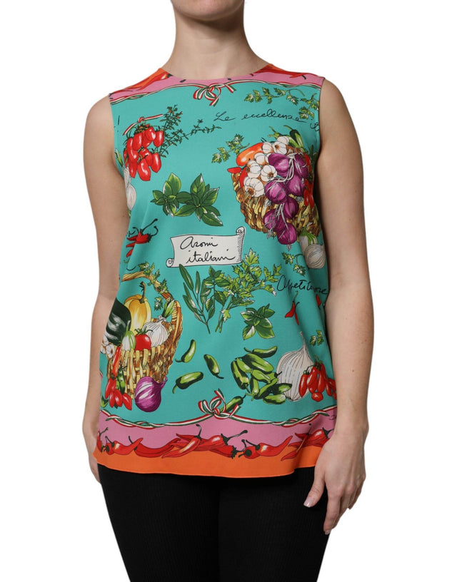 Dolce & Gabbana Multicolor Floral Silk Sleeveless Tank Top - Hilstor