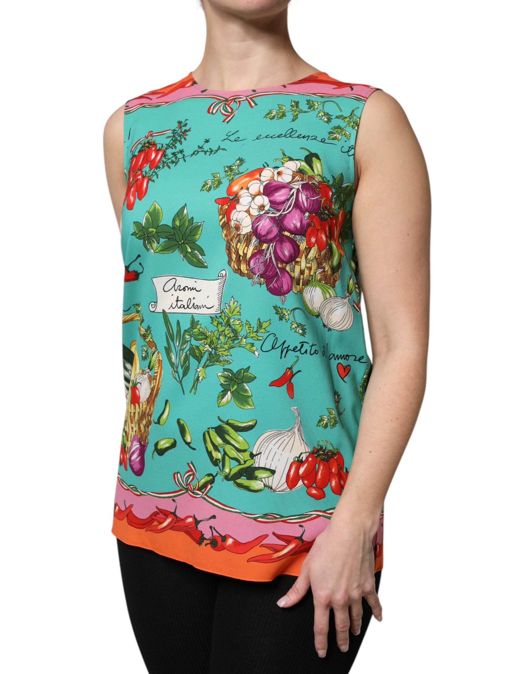 Dolce & Gabbana Multicolor Floral Silk Sleeveless Tank Top - Hilstor