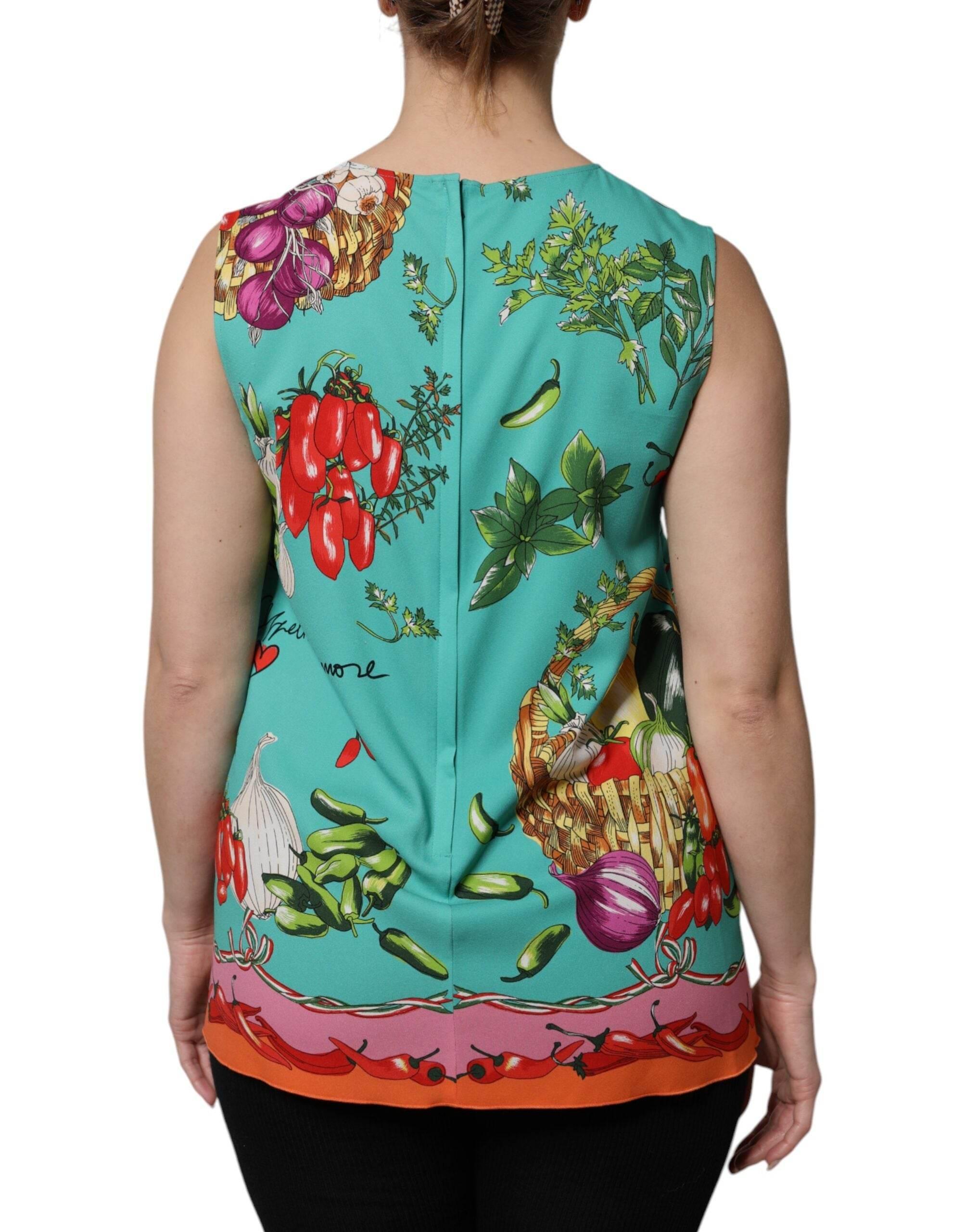 Dolce & Gabbana Multicolor Floral Silk Sleeveless Tank Top - Hilstor